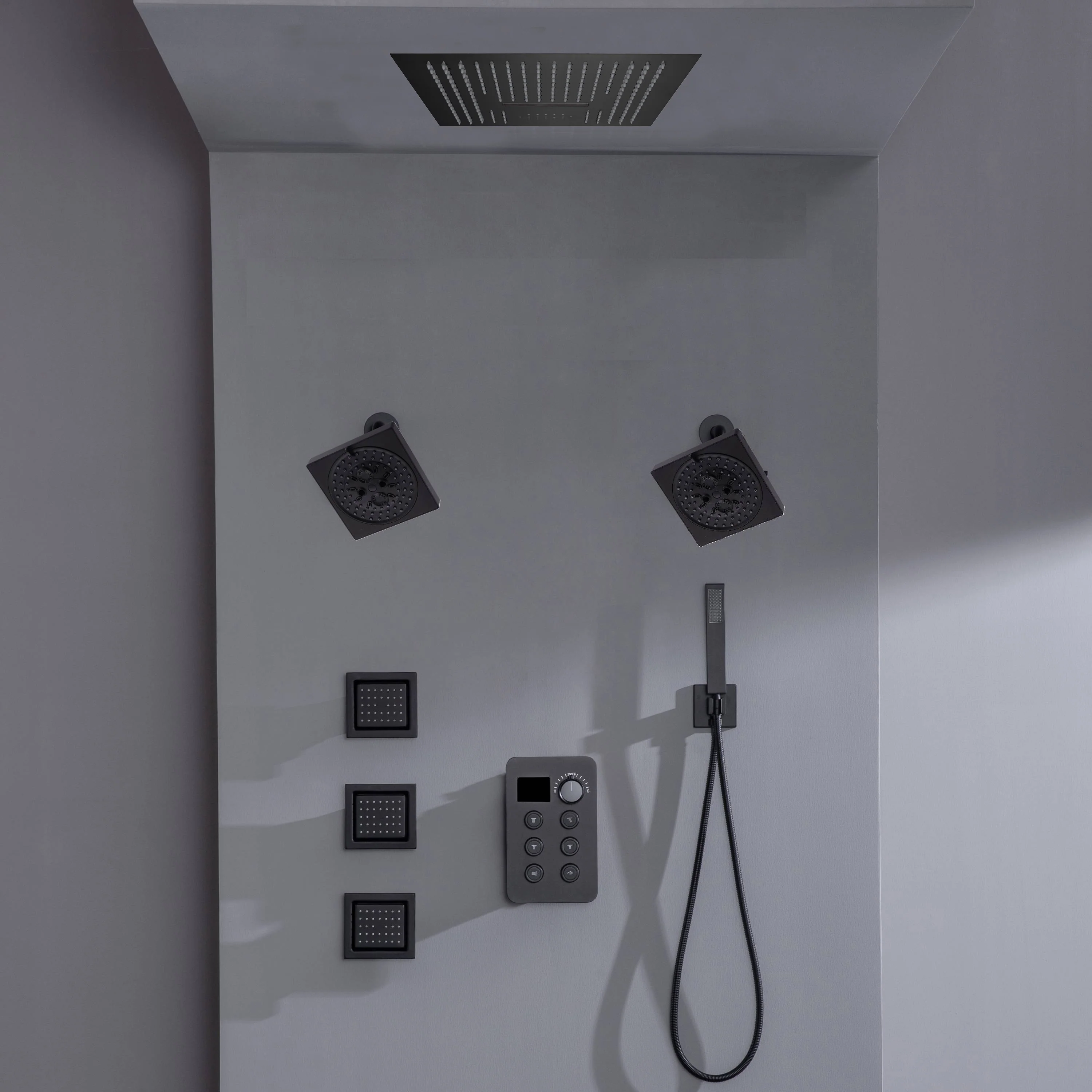 16-inch Bluetooth Music LED 6-Way Digital Thermostatic Shower  System with Waterfall,3 Body Jets, Regular Head - Image 6