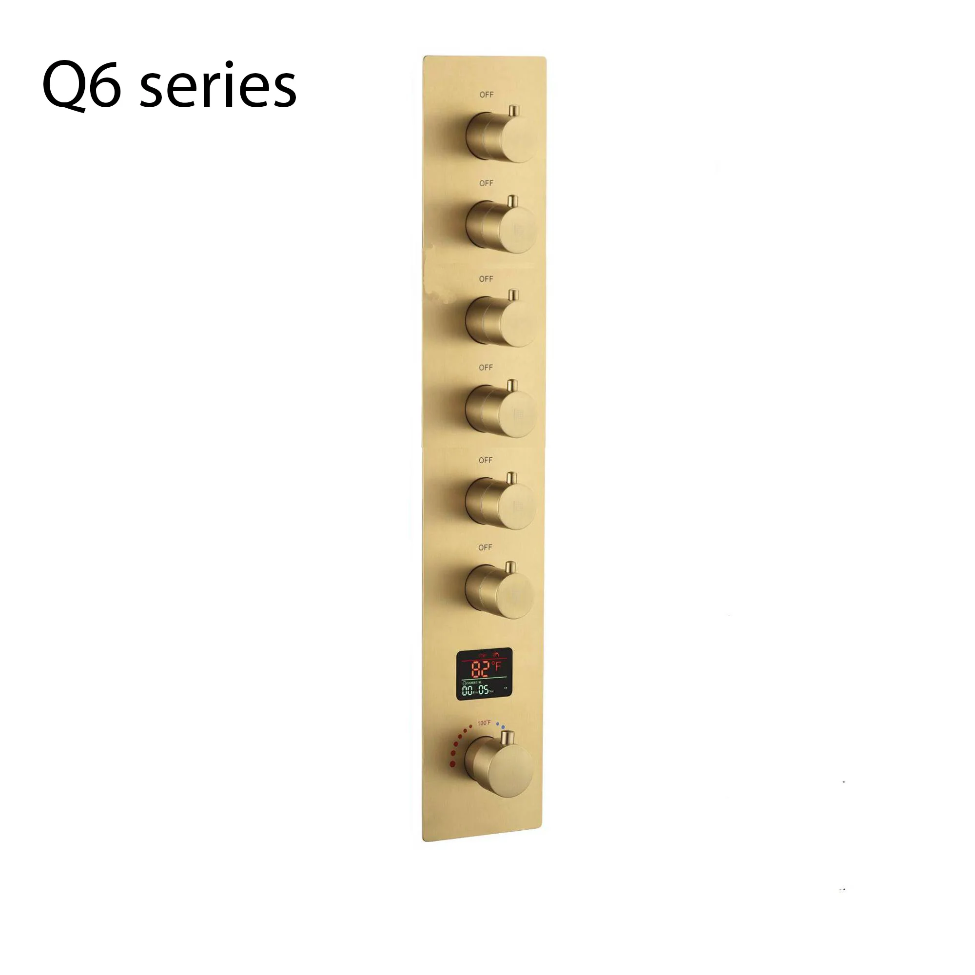 Brushed Gold 35" Bluetooth Music LED Shower System with Waterfall,rainfall water column  6-Way Digital Thermostatic Valve,  Body Jets, Touch Panel - Image 14