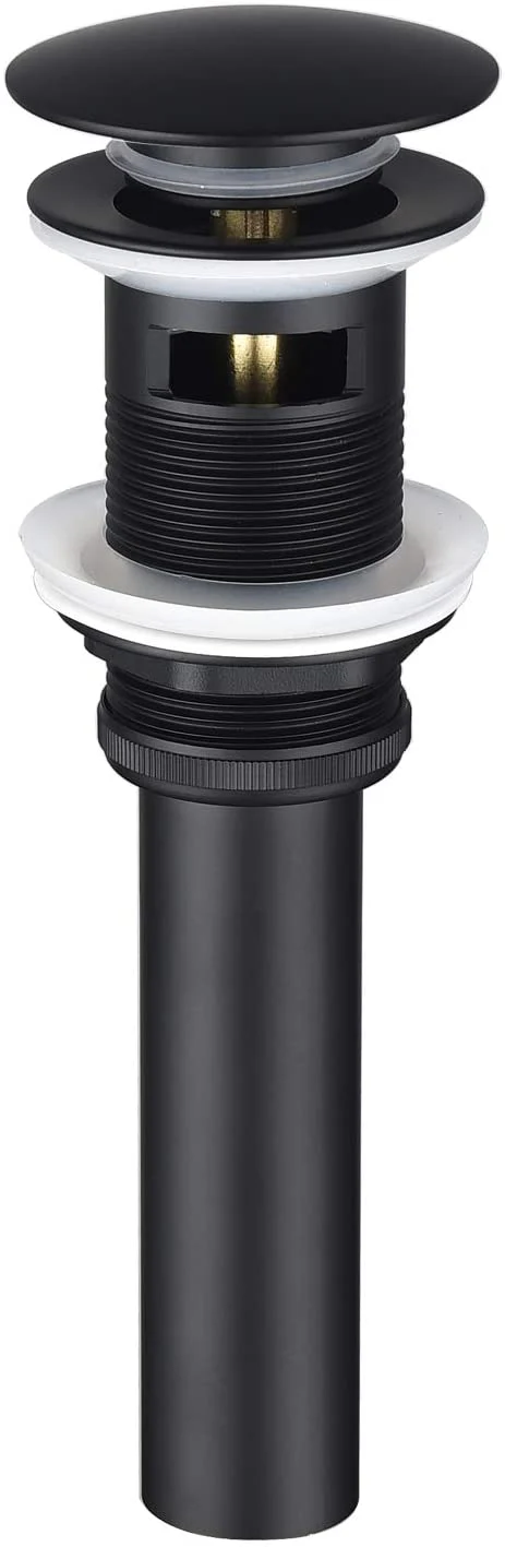 High Neck Matte Black Single Handle Vessel Bathroom Sink Faucet with Deck Mount and Brass Pop-Up Overflow Drain - Image 3