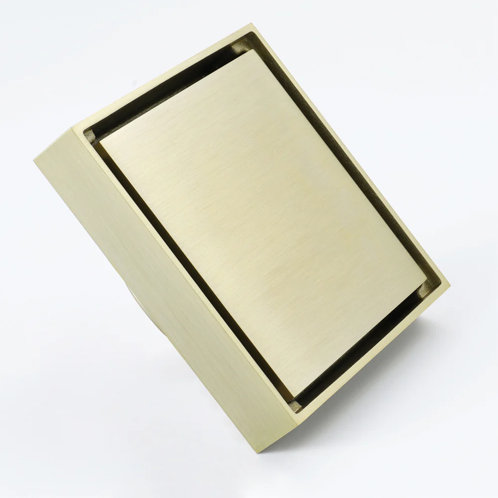 Brushed Gold 4-inch brass Shower Floor Drain with Removable Strainer Cover and Square Anti-clogging - Image 7