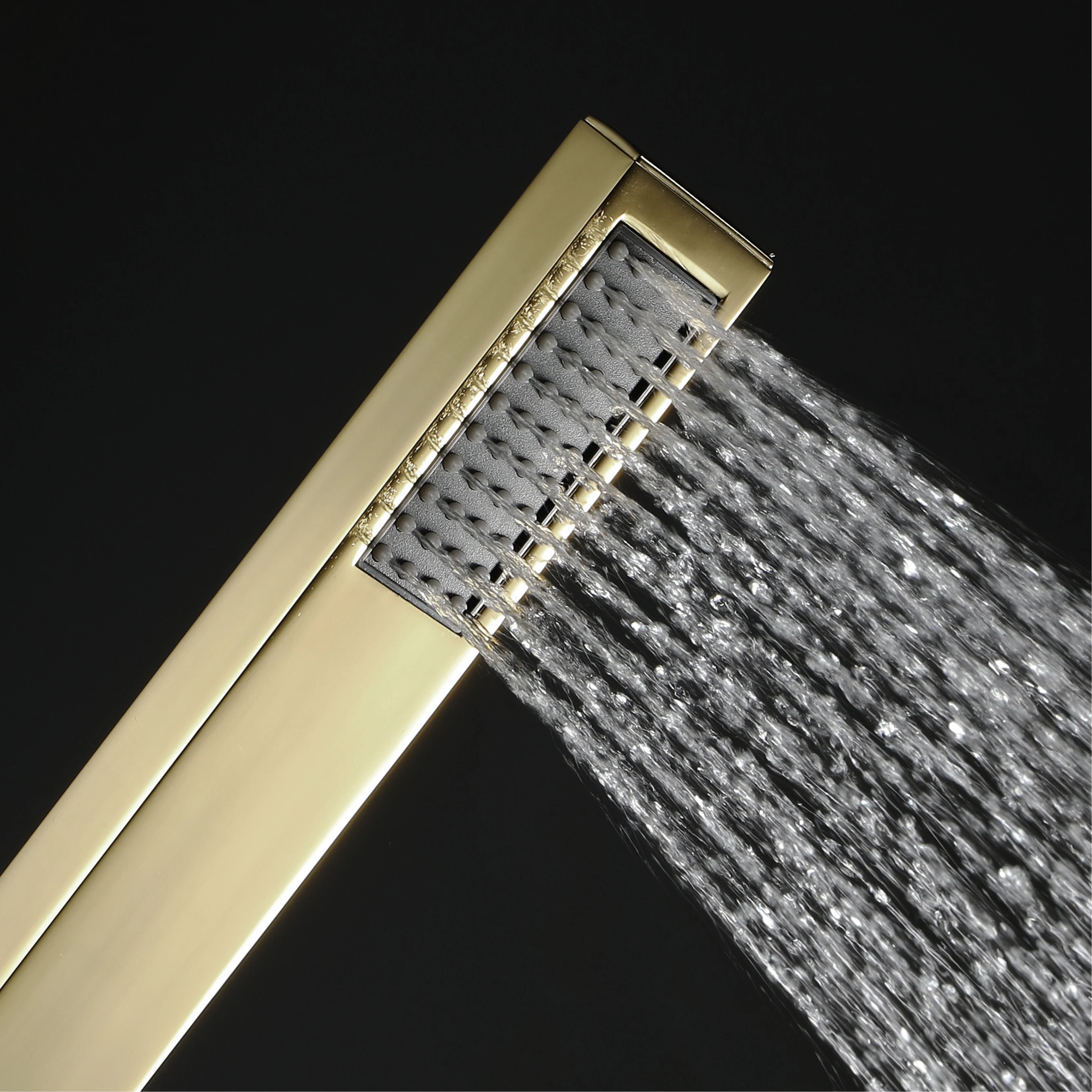 Brushed Gold 4-Way Thermostatic Shower System with 20-Inch LED Rainfall, Waterfall, and Mist Functions, Bluetooth Music and Touch Panel Control, Flush-Mounted Design - Image 9