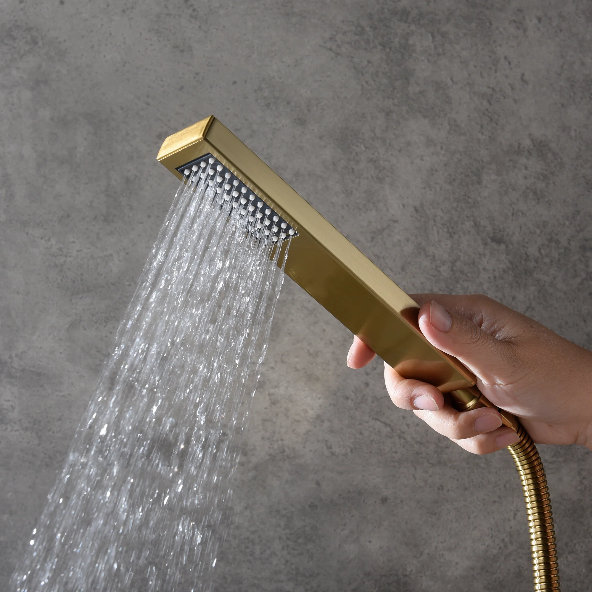 Brushed gold ceiling mount 12 inch or 16 inch or 20 inch rain head 3 way digital display thermostatic shower faucet with large body sprayers - Image 8