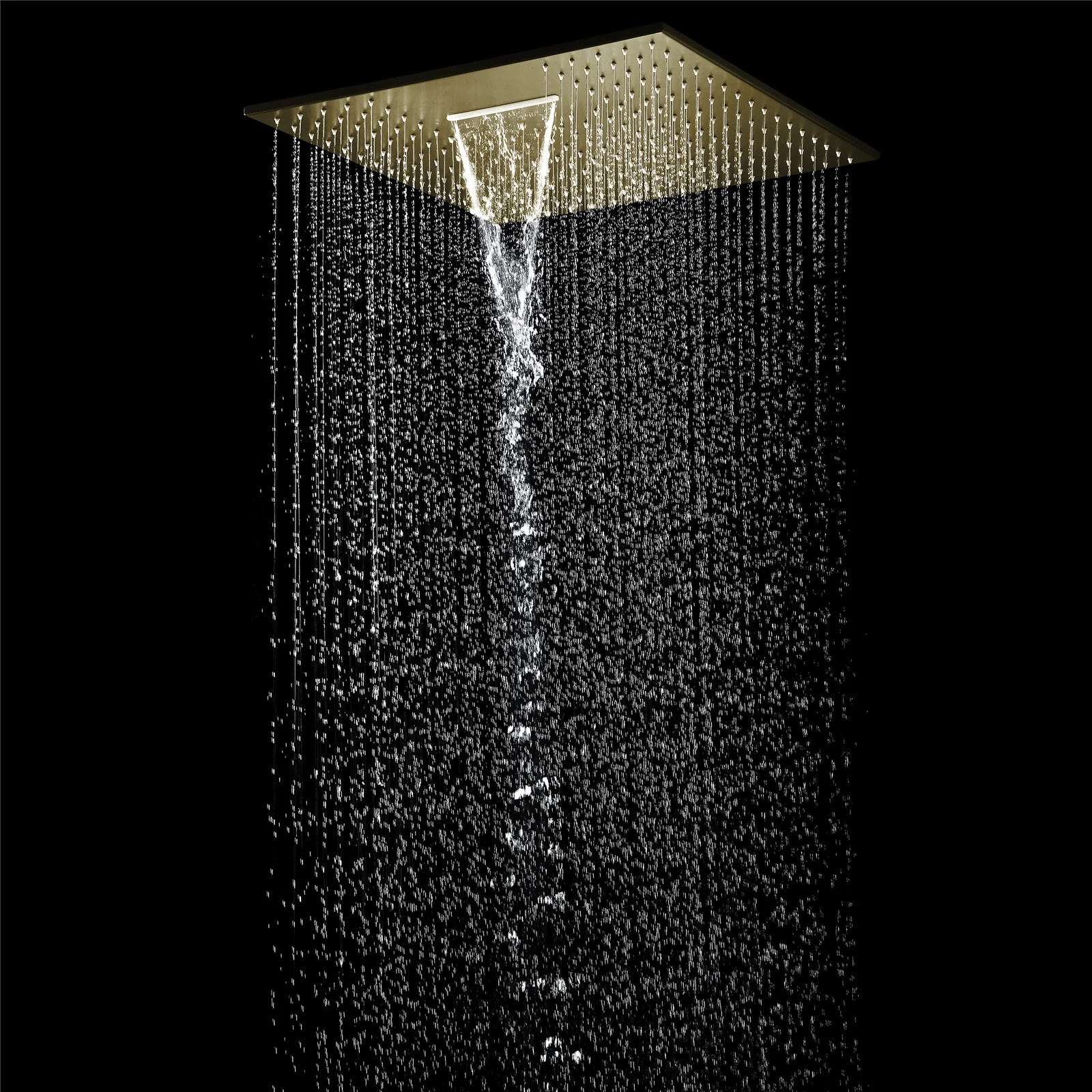Brushed Gold Ceiling Mount 20'' Or 24'' rainfall waterfall Shower Head with 6-Way Digital Display Thermostatic Control, Dual Regular Heads & Body Sprayers - Image 16