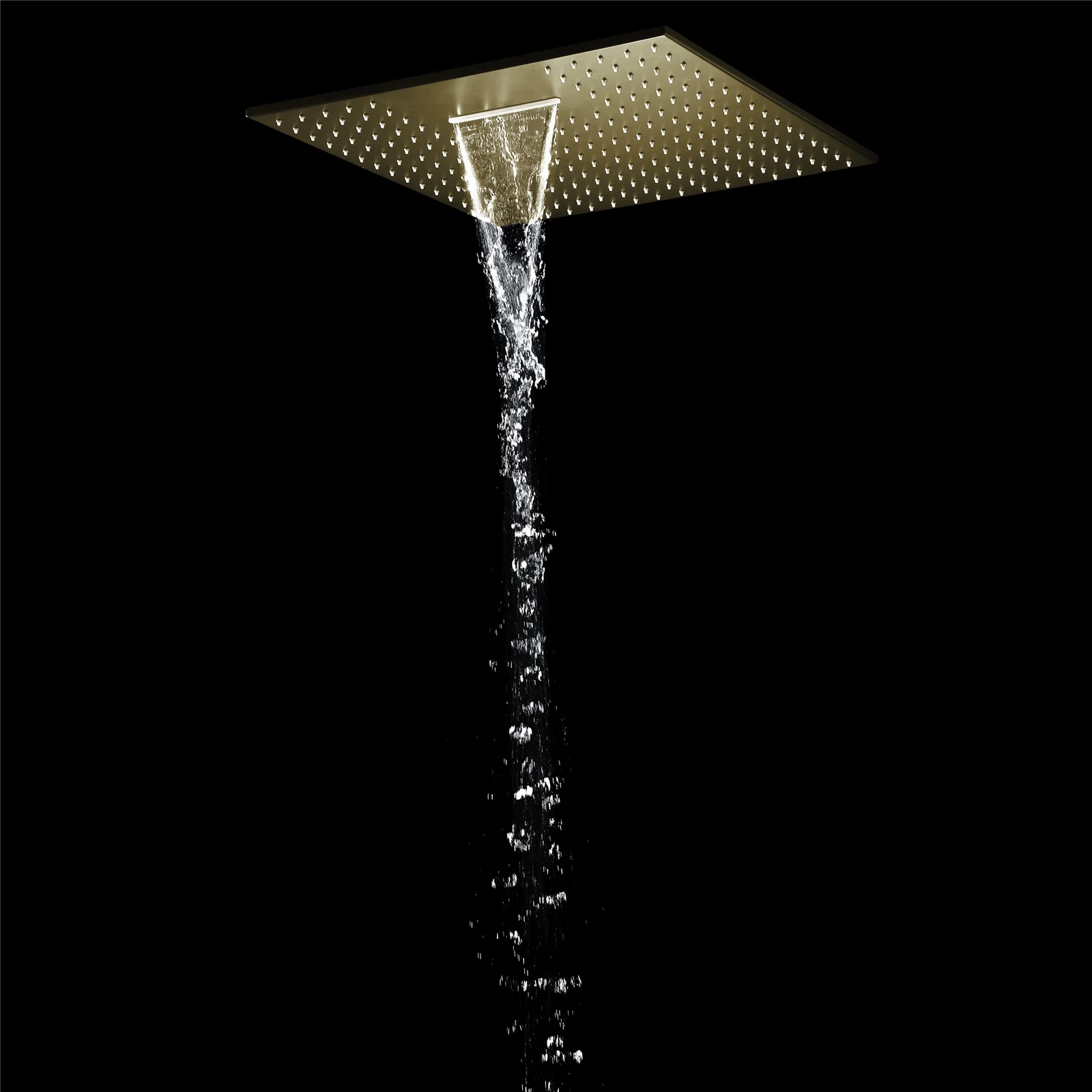 Brushed Gold Ceiling Mount 20'' Or 24'' rainfall waterfall Shower Head with 6-Way Digital Display Thermostatic Control, Dual Regular Heads & Body Sprayers - Image 19