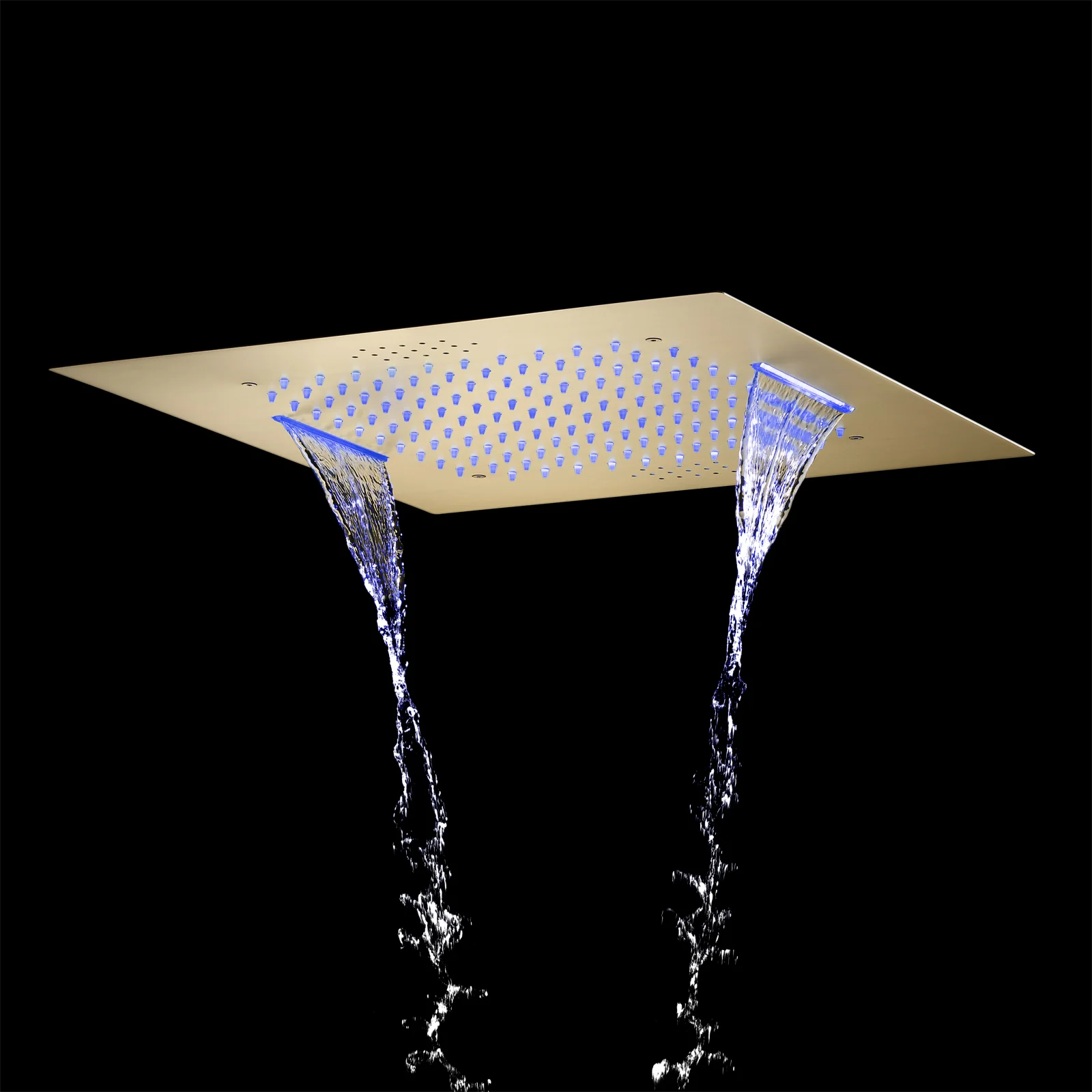 Brushed Gold Ceiling Mount 20'' Or 24'' rainfall waterfall Shower Head with 6-Way Digital Display Thermostatic Control, Dual Regular Heads & Body Sprayers - Image 28
