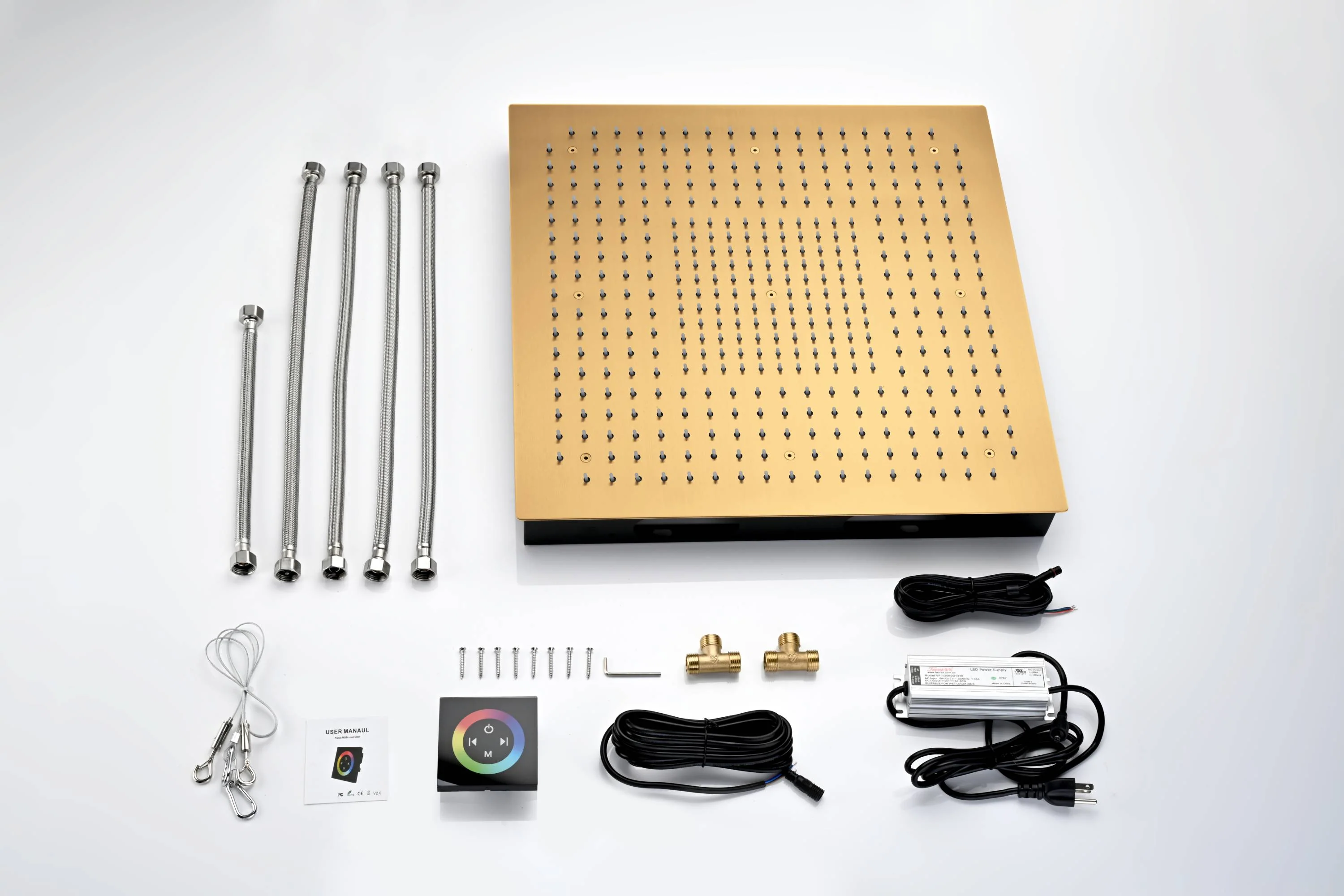Flush Mount Rainfall Shower Head with 4-Way Digital Faucet, Body Jets, Regular Head - Image 18