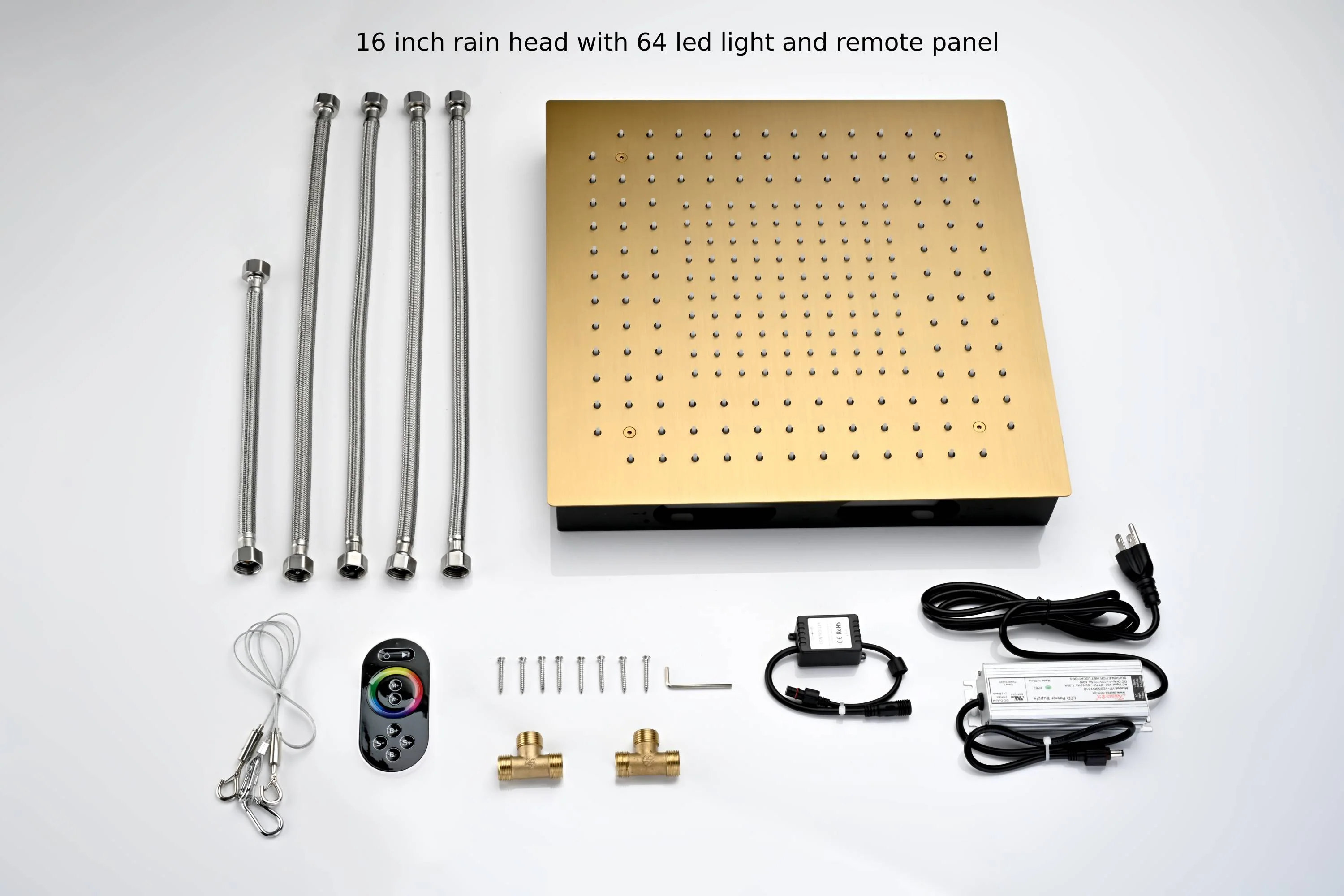 Flush Mount Rainfall Shower Head with 4-Way Digital Faucet, Body Jets, Regular Head - Image 19