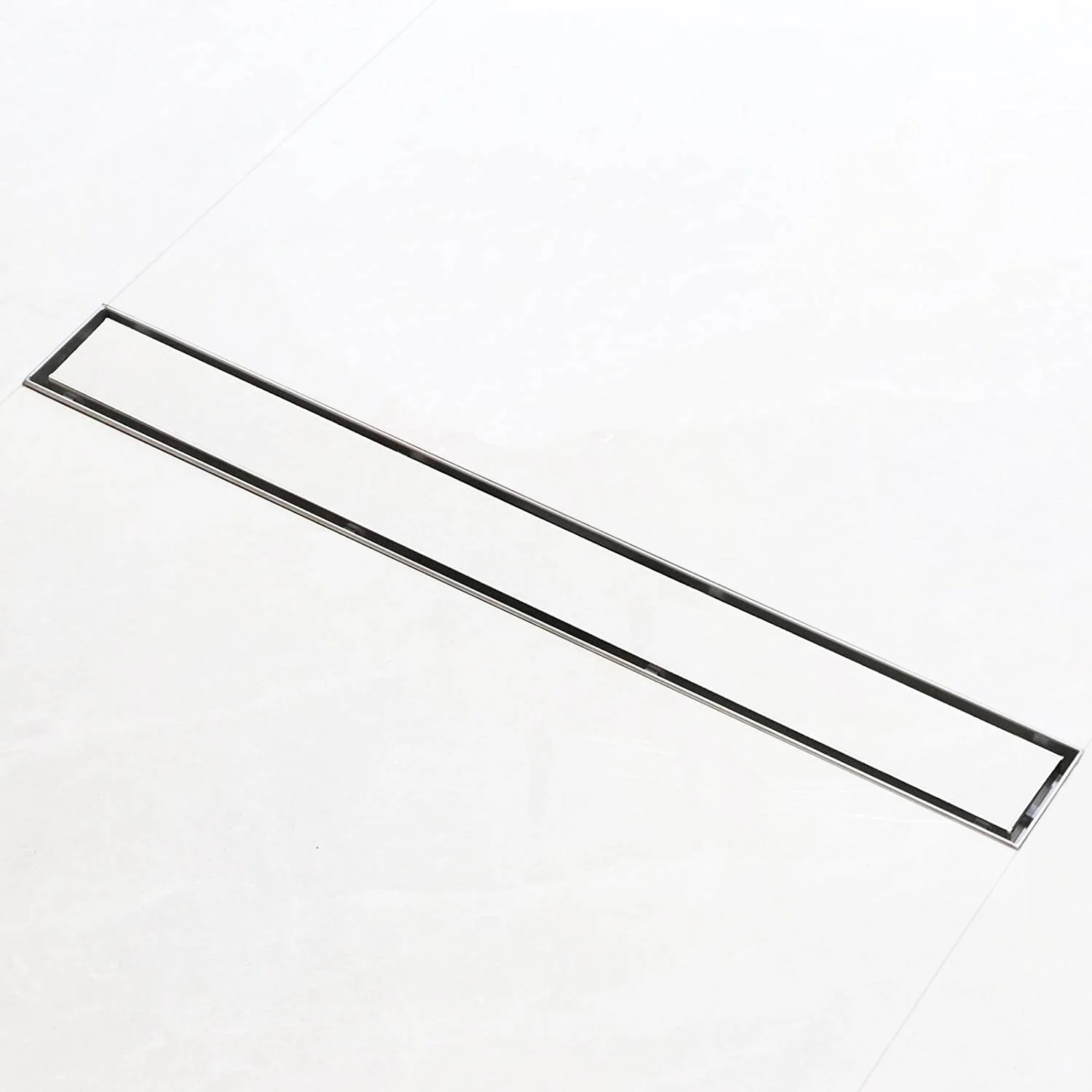 Brushed nickel Linear shower drain stainless steel material 24 inch with tile insert 2-in-1 cover with hair strainer and adjustment feet - Image 2