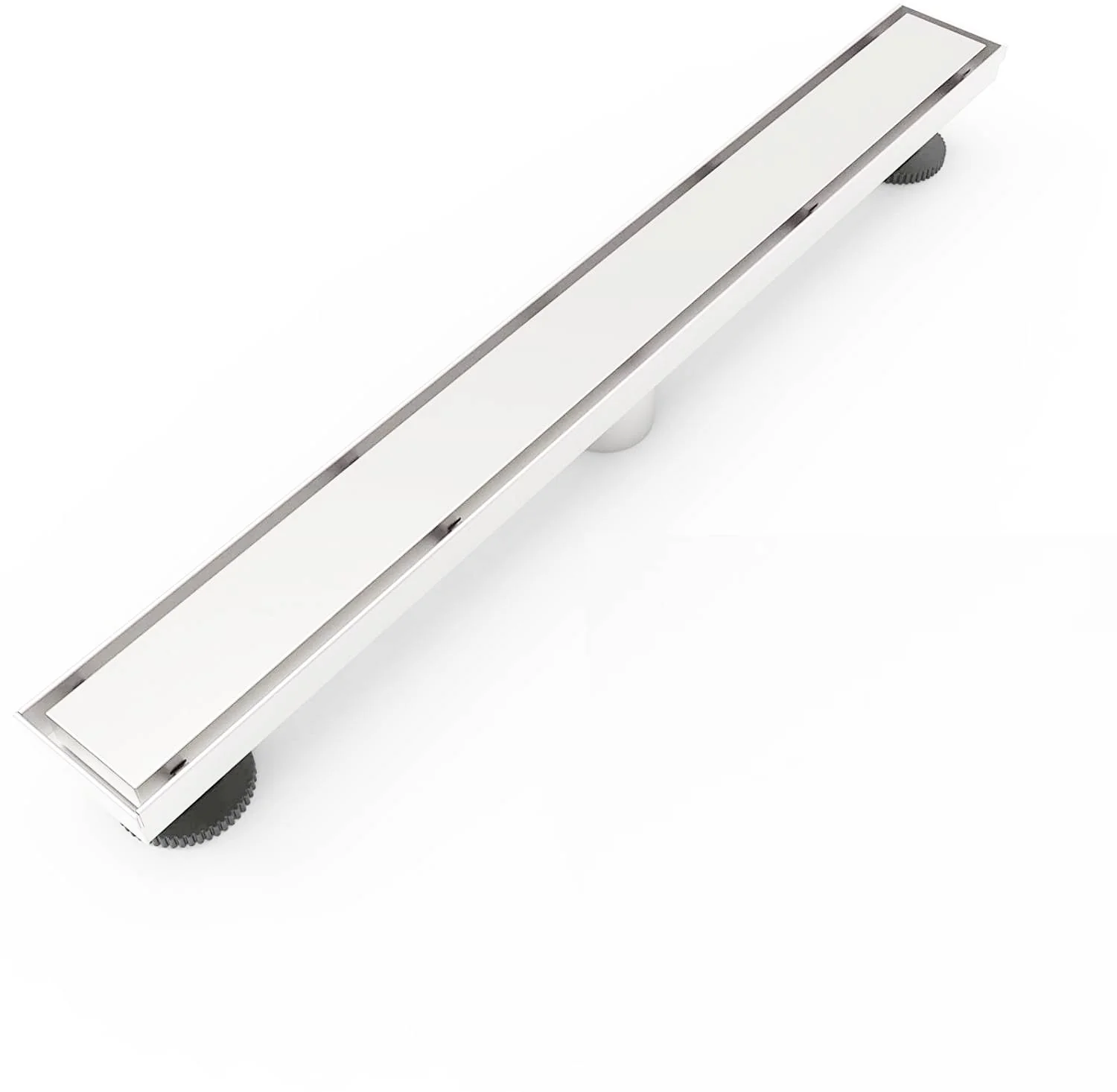 Brushed nickel Linear shower drain stainless steel material 24 inch with tile insert 2-in-1 cover with hair strainer and adjustment feet - Image 5