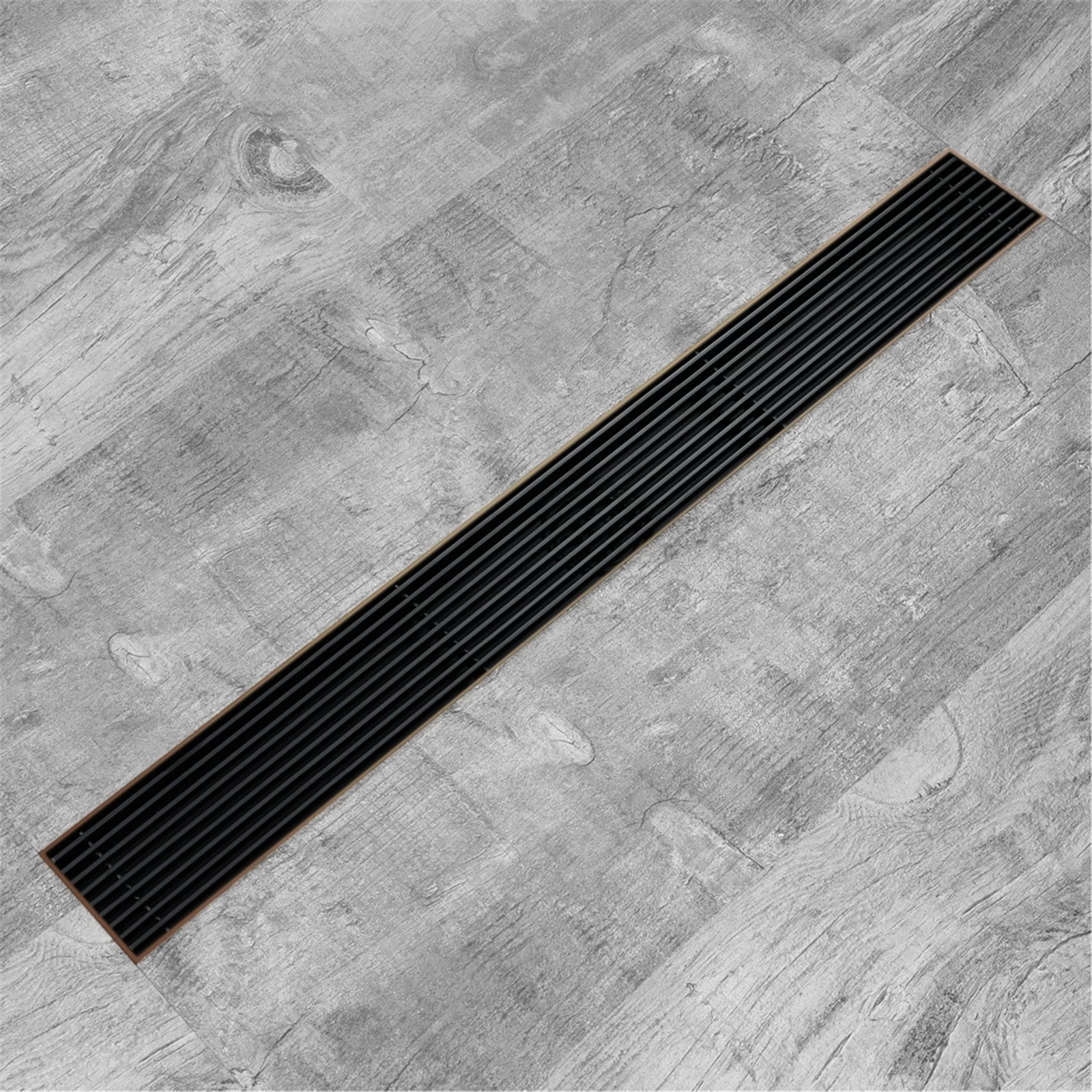 Oil Rubber Bronze Linear shower drain stainless steel material 24 inch with tile insert 2-in-1 cover with hair strainer and adjustment feet