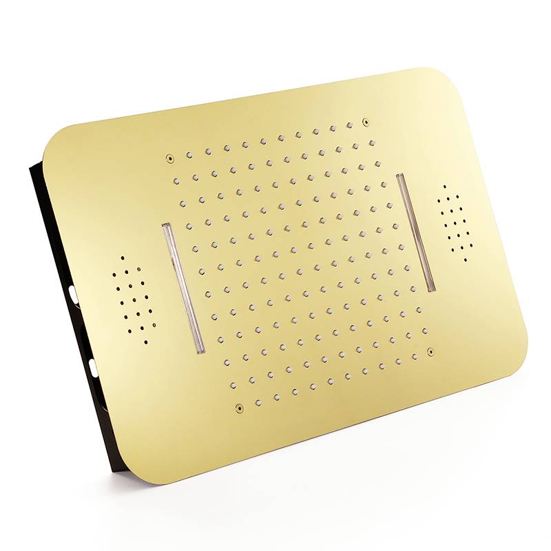 Brushed Gold 23x15" LED Music Shower Head with 4-Way Thermostatic Faucet - Image 8