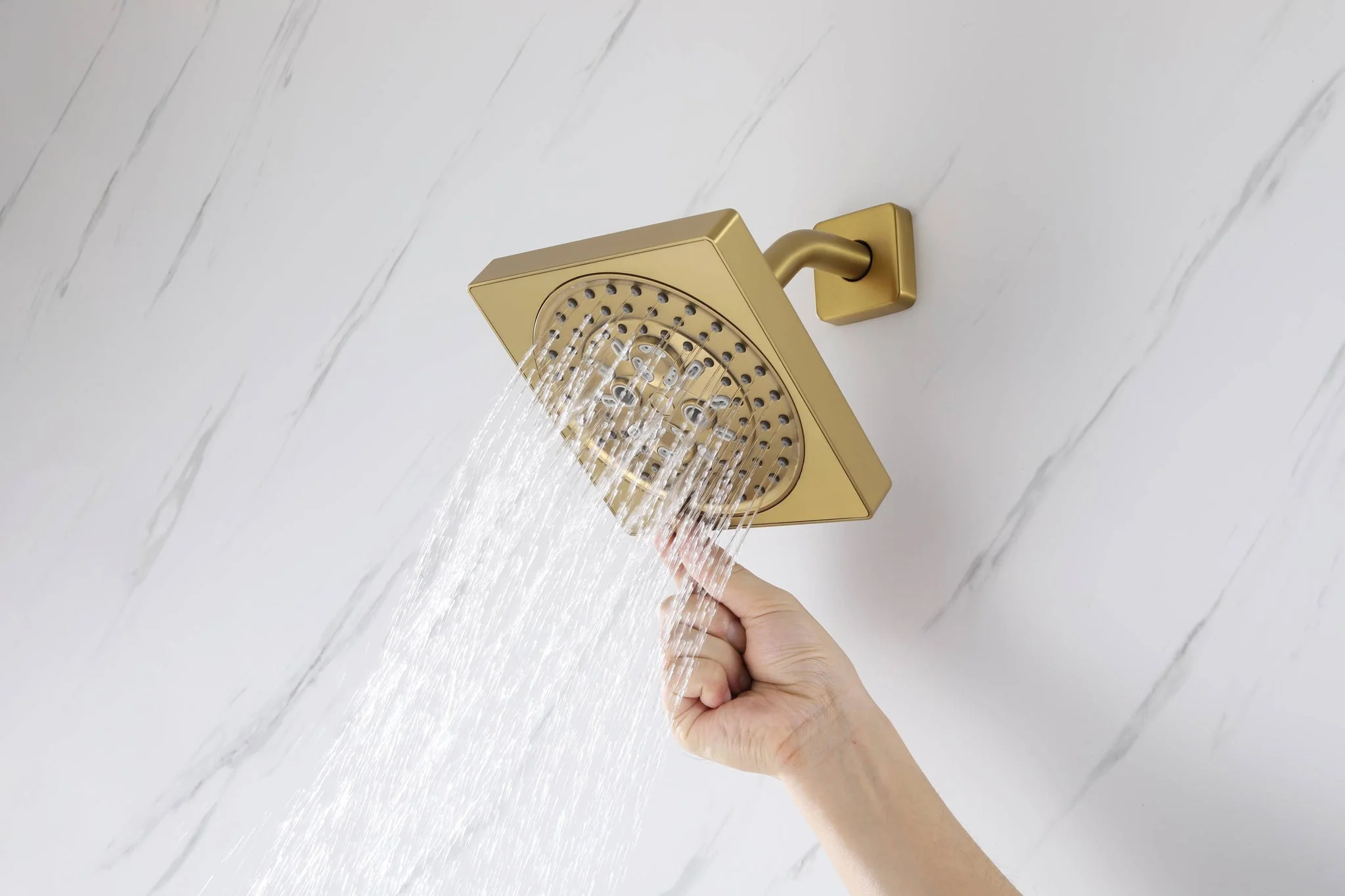 Brushed Gold LED Shower System: 23" x 15" or 20" x 20" Flush Mount with 6-Way Control - Image 29