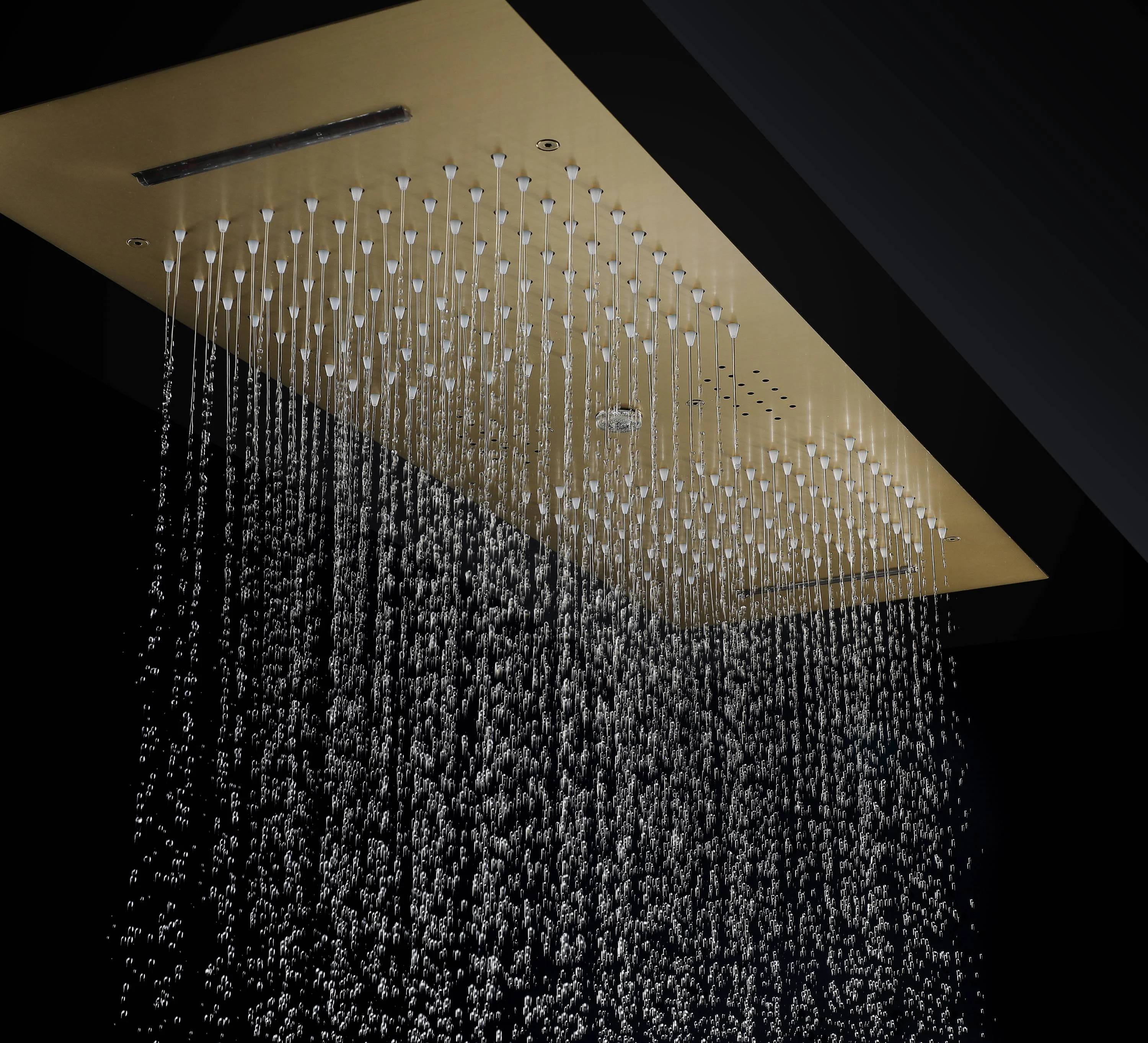 Brushed Gold or matte black or brushed nickel or chrome 35" Bluetooth Music LED Shower System with Waterfall, 6-Way Touch Digital Thermostatic Valve, Dual Regular Head, Touch Panel - Image 9