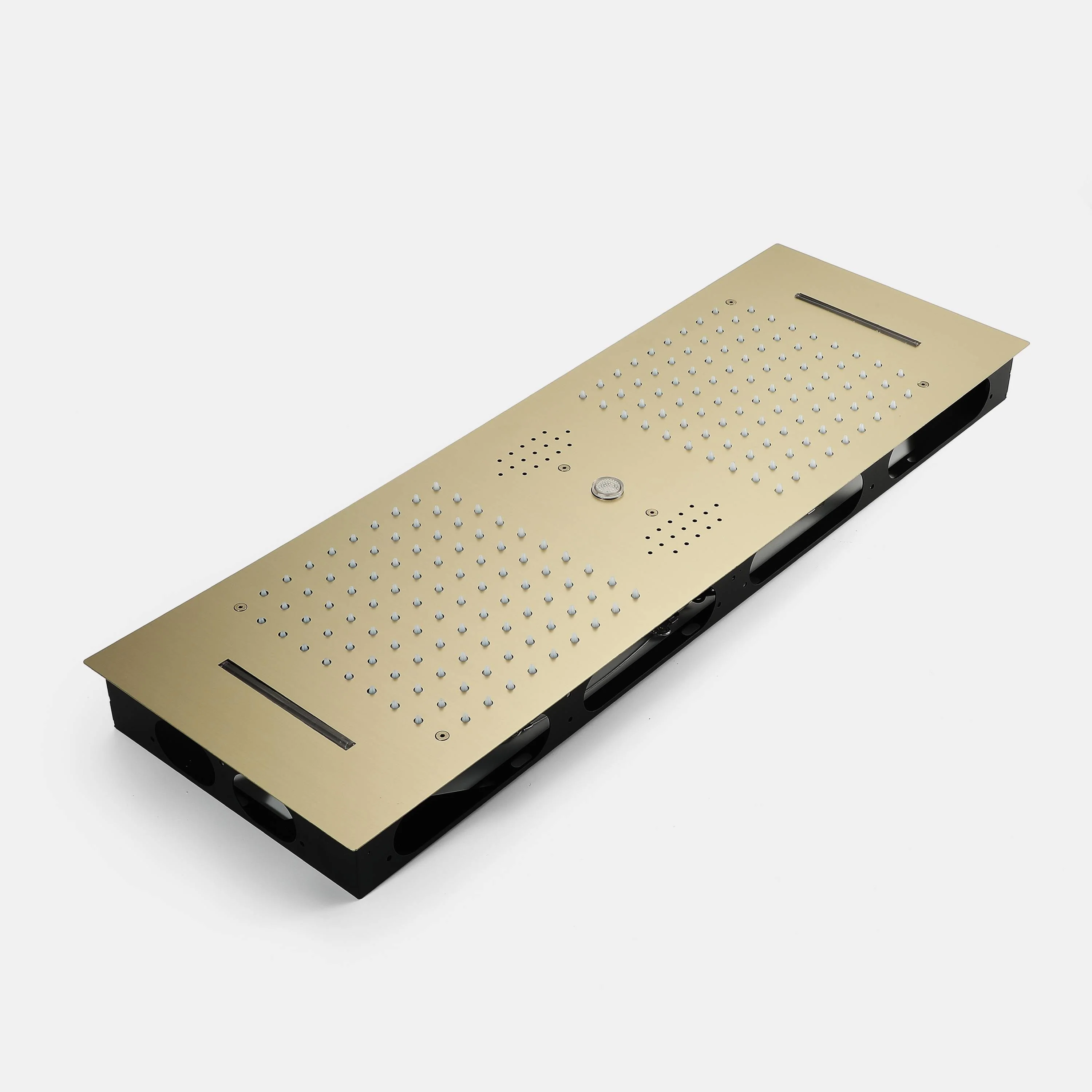 Brushed Gold or matte black or brushed nickel or chrome 35" Bluetooth Music LED Shower System with Waterfall, 6-Way Touch Digital Thermostatic Valve, Dual Regular Head, Touch Panel - Image 10