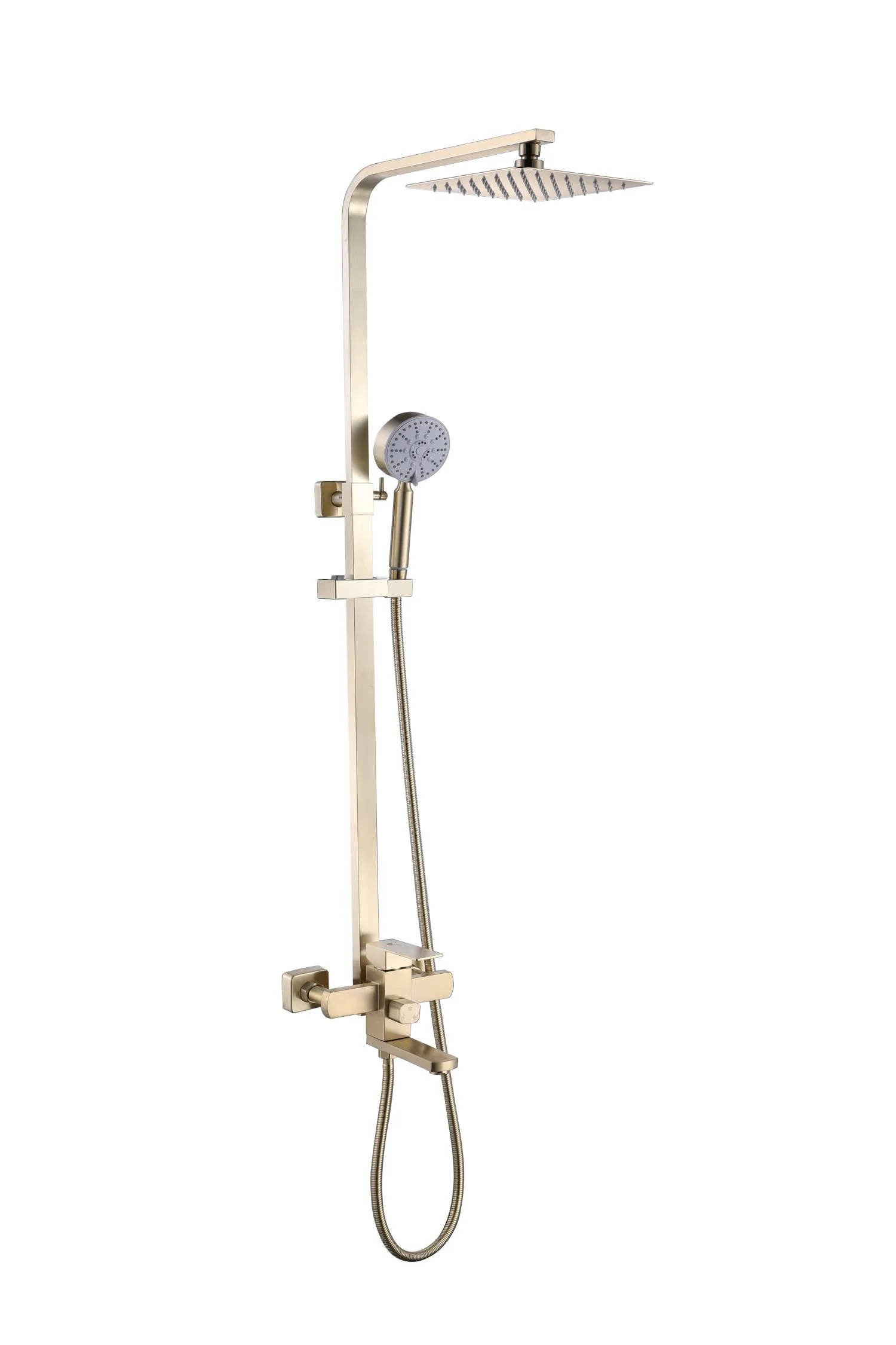 Luxury Brushed Gold 3-Function Exposed Shower Set with Handheld Shower and Tub Spout - Image 3