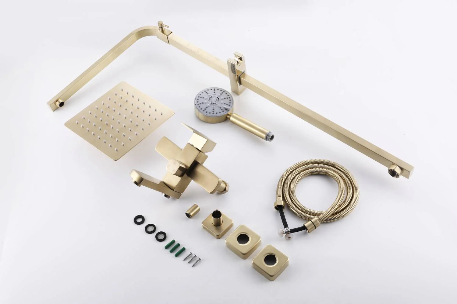 Luxury Brushed Gold 3-Function Exposed Shower Set with Handheld Shower and Tub Spout - Image 4