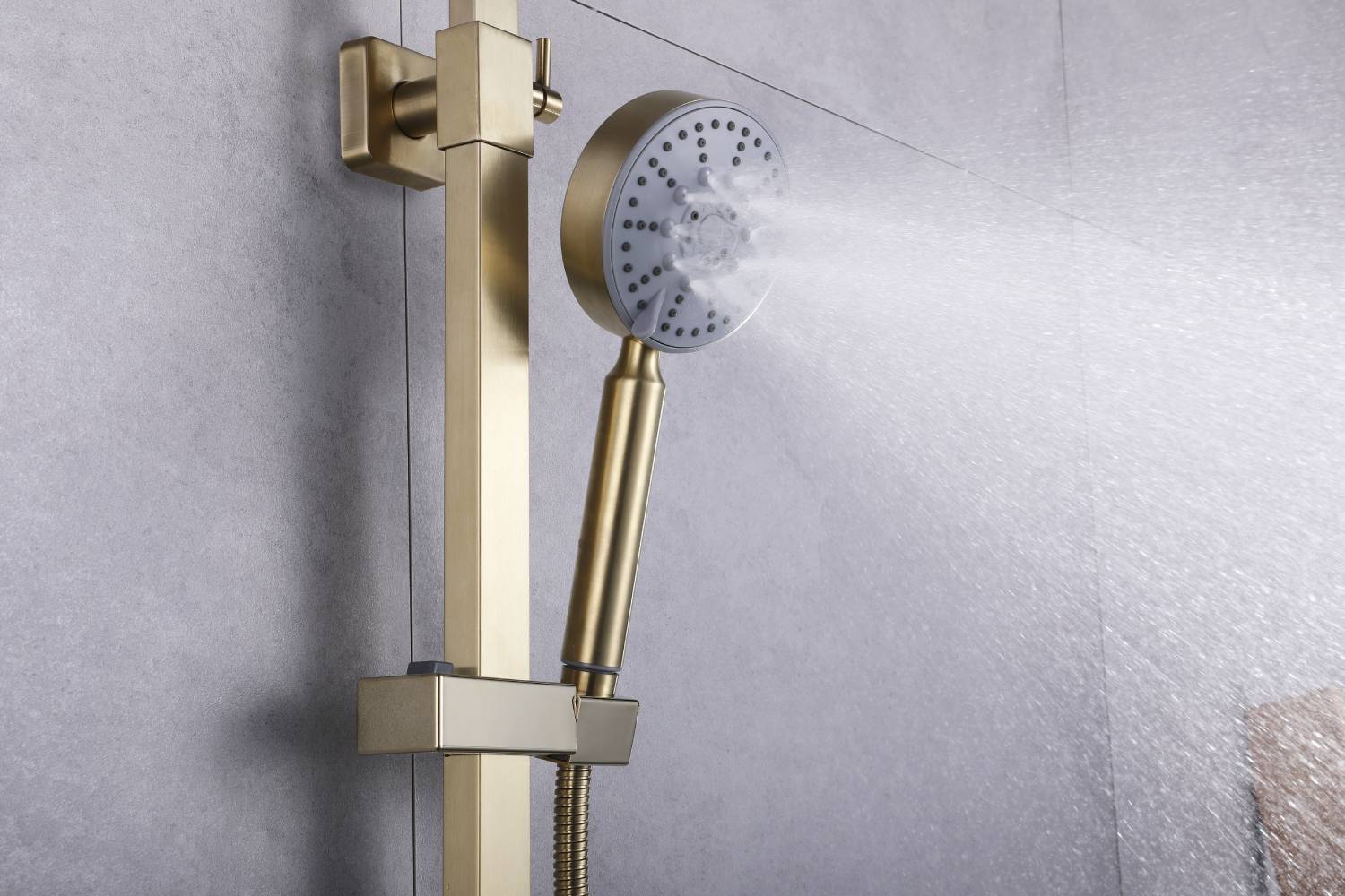 Luxury Brushed Gold 3-Function Exposed Shower Set with Handheld Shower and Tub Spout - Image 5