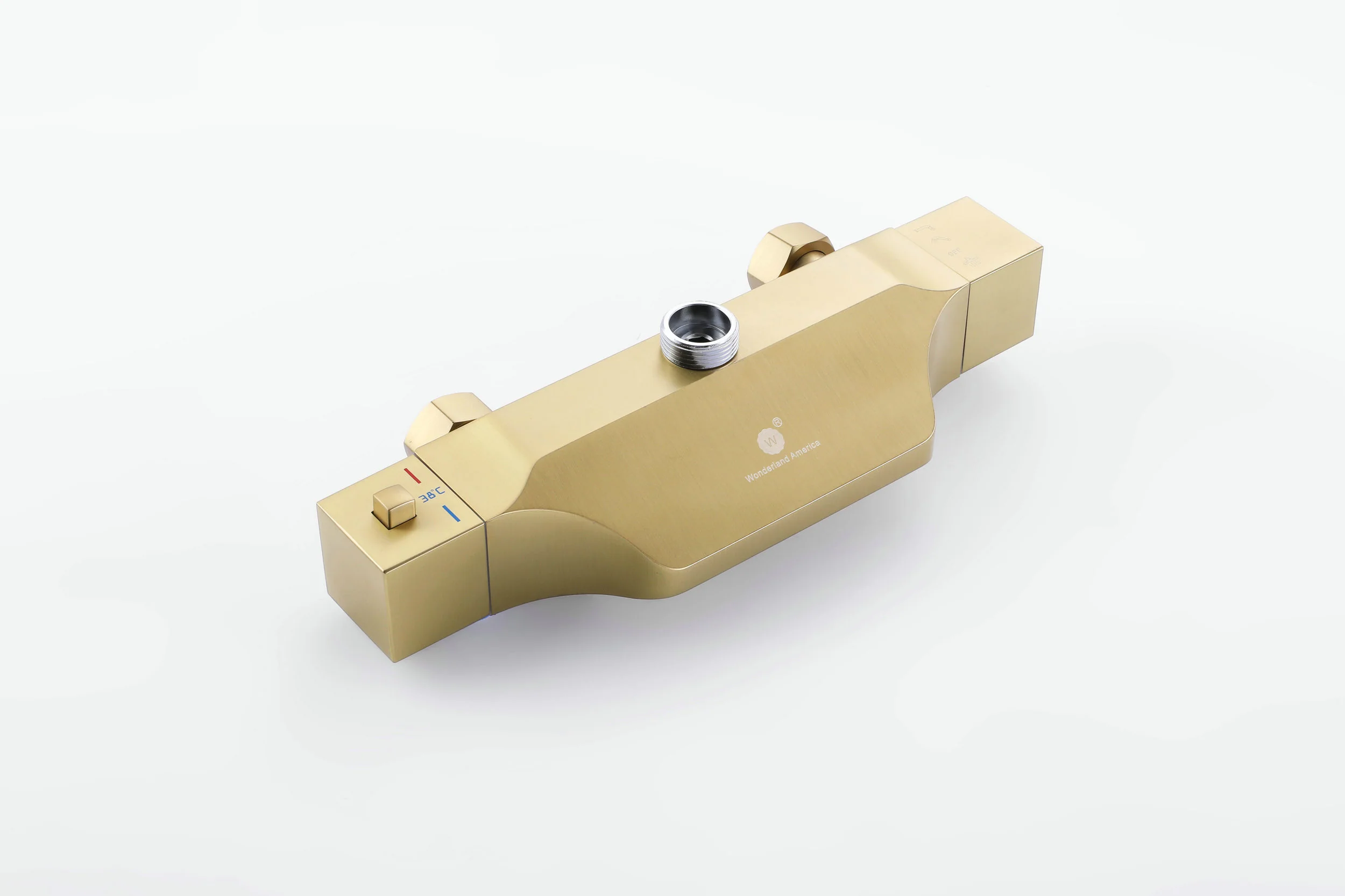 Luxurious Brushed Gold Or Matte black Wall-Mounted Thermostatic Rain Exposed Shower Set with Tub Spout - Image 10