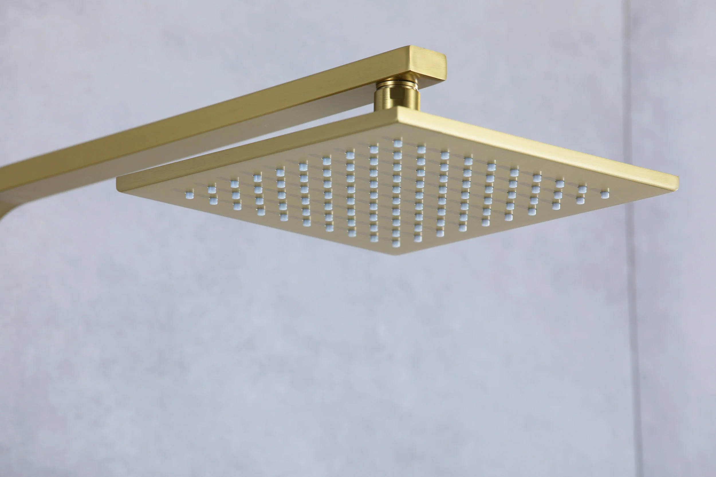 Luxurious Brushed Gold Or Matte black Wall-Mounted Thermostatic Rain Exposed Shower Set with Tub Spout - Image 11