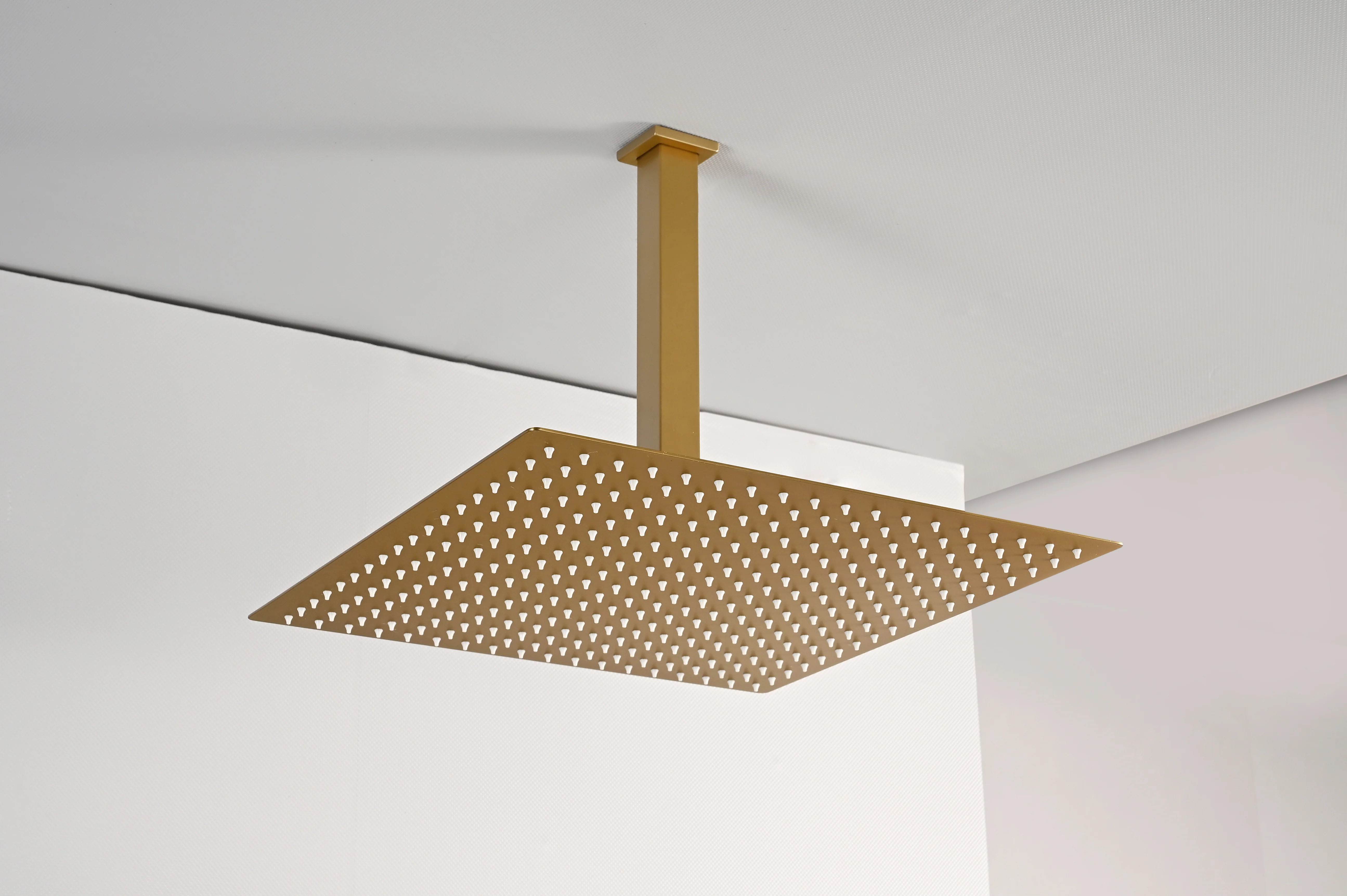 Brushed Gold High Pressure Rainfall Shower Head with 3-Way Thermostatic Shower Faucet - Simultaneous and Independent Functionality - Image 18