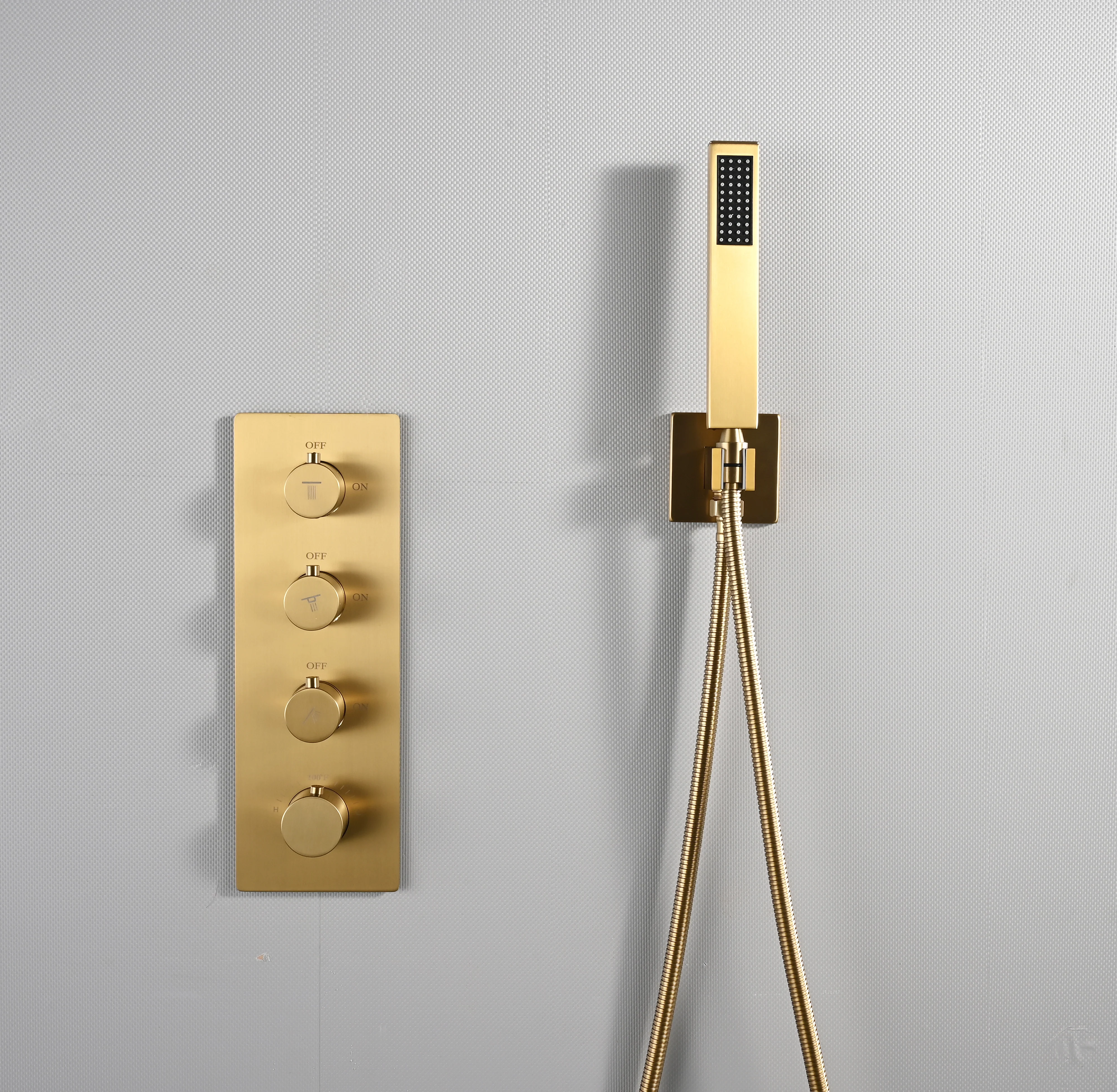 Brushed Gold High Pressure Rainfall Shower Head with 3-Way Thermostatic Shower Faucet - Simultaneous and Independent Functionality - Image 29