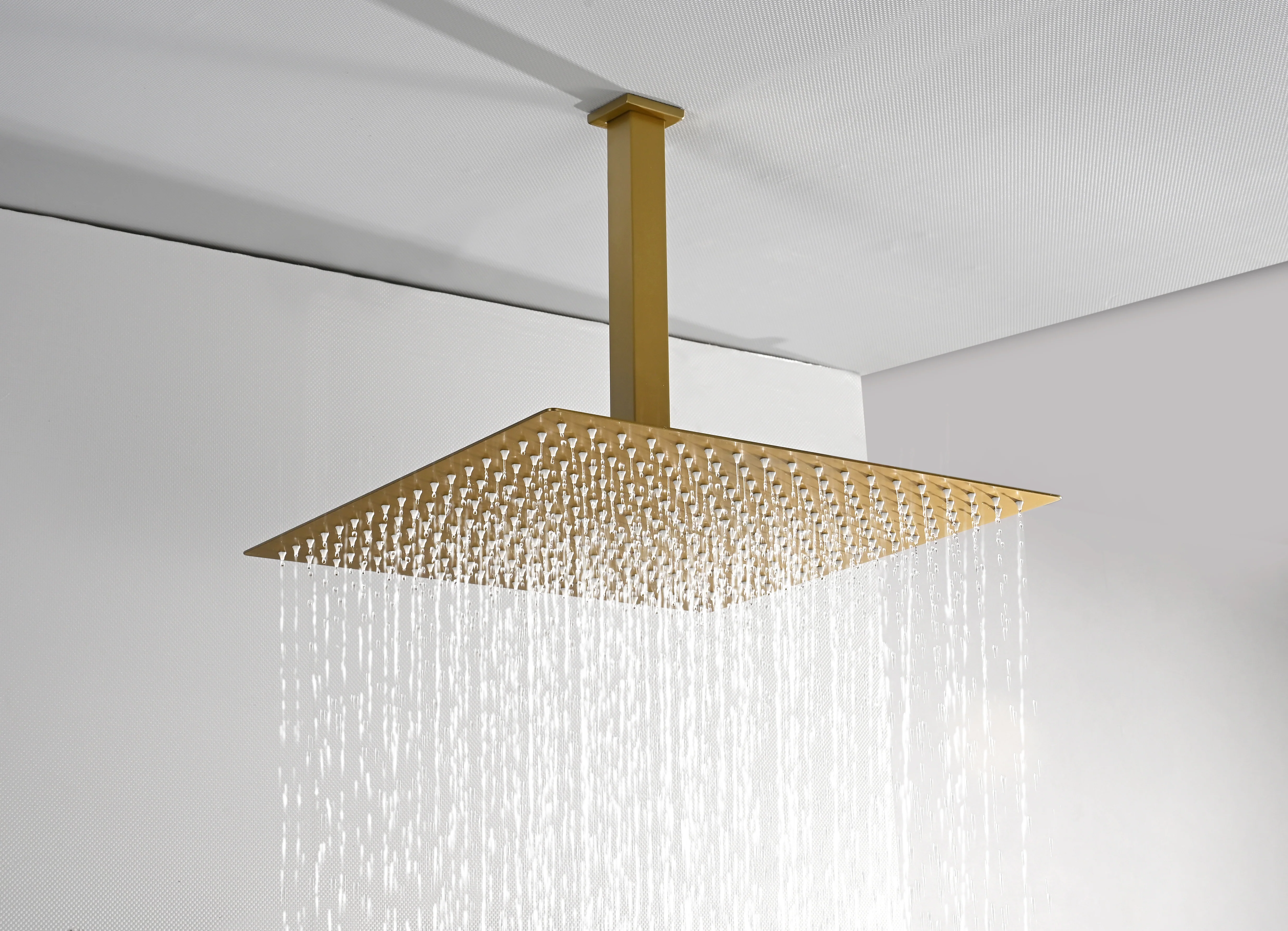 Brushed Gold High Pressure Rainfall Shower Head with 3-Way Thermostatic Shower Faucet - Simultaneous and Independent Functionality - Image 8