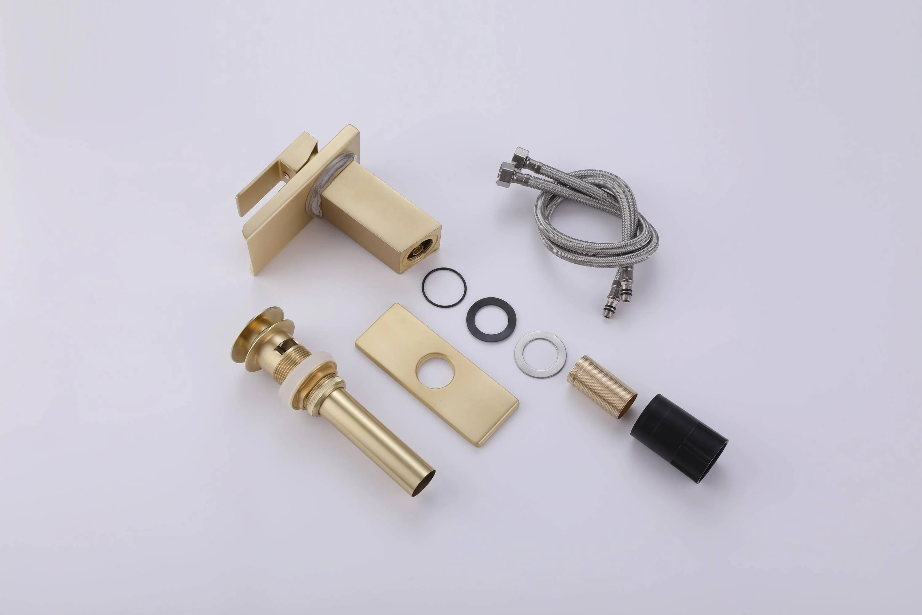 Brushed Gold Single Handle Single Hole 3 LED Light Mixer Widespread Waterfall bathroom sink Faucet with drain - Image 11