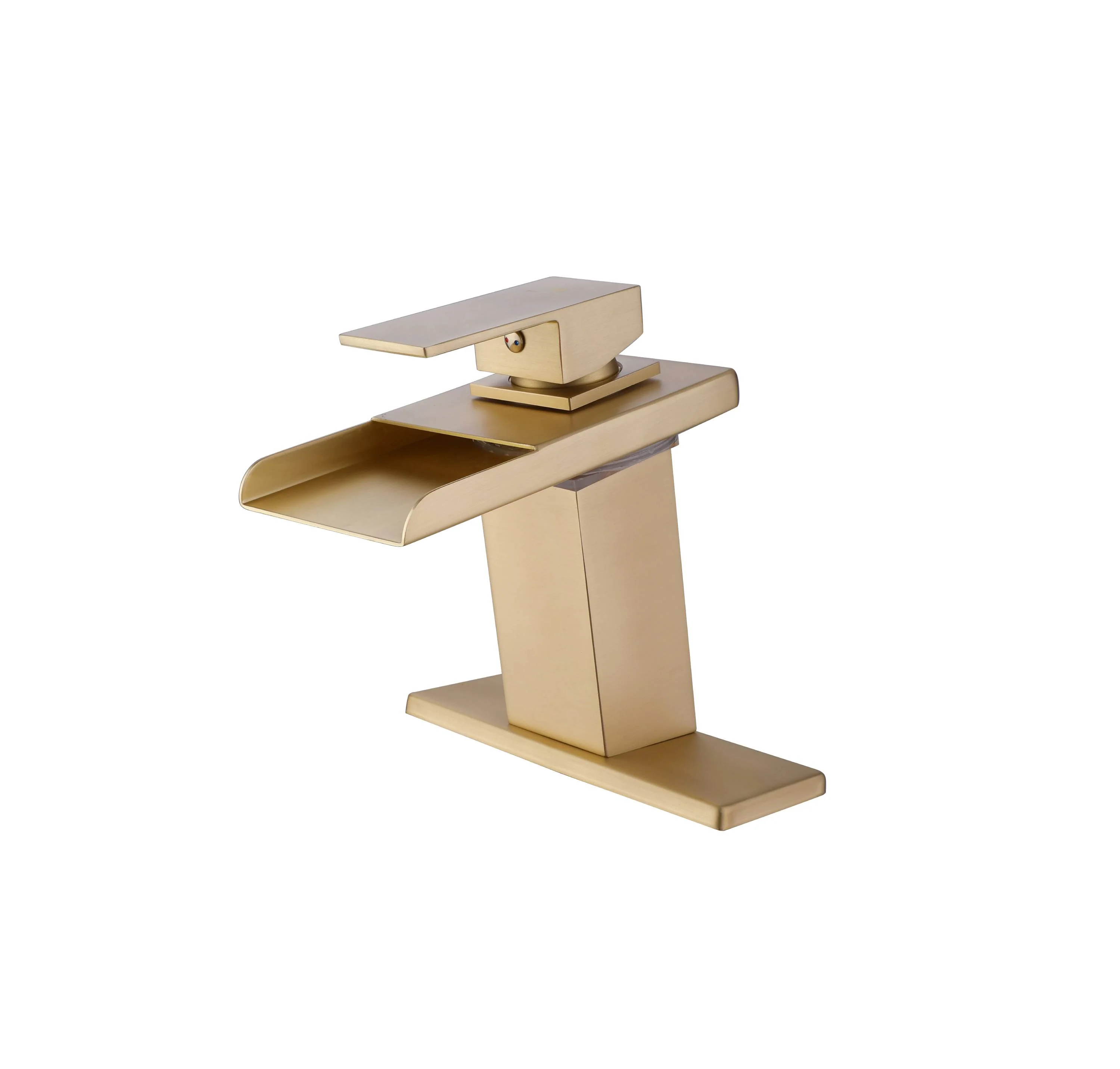 Brushed Gold Single Handle Single Hole 3 LED Light Mixer Widespread Waterfall bathroom sink Faucet with drain - Image 6