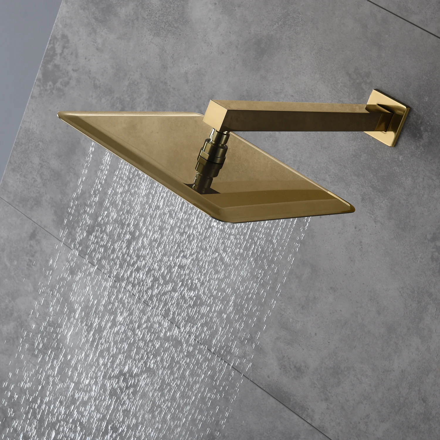 Brushed Gold Wall-Mounted Shower Faucet with 3-Way Digital Display, Optional 6'' Regular Head or 12'' Rain Head - Image 8