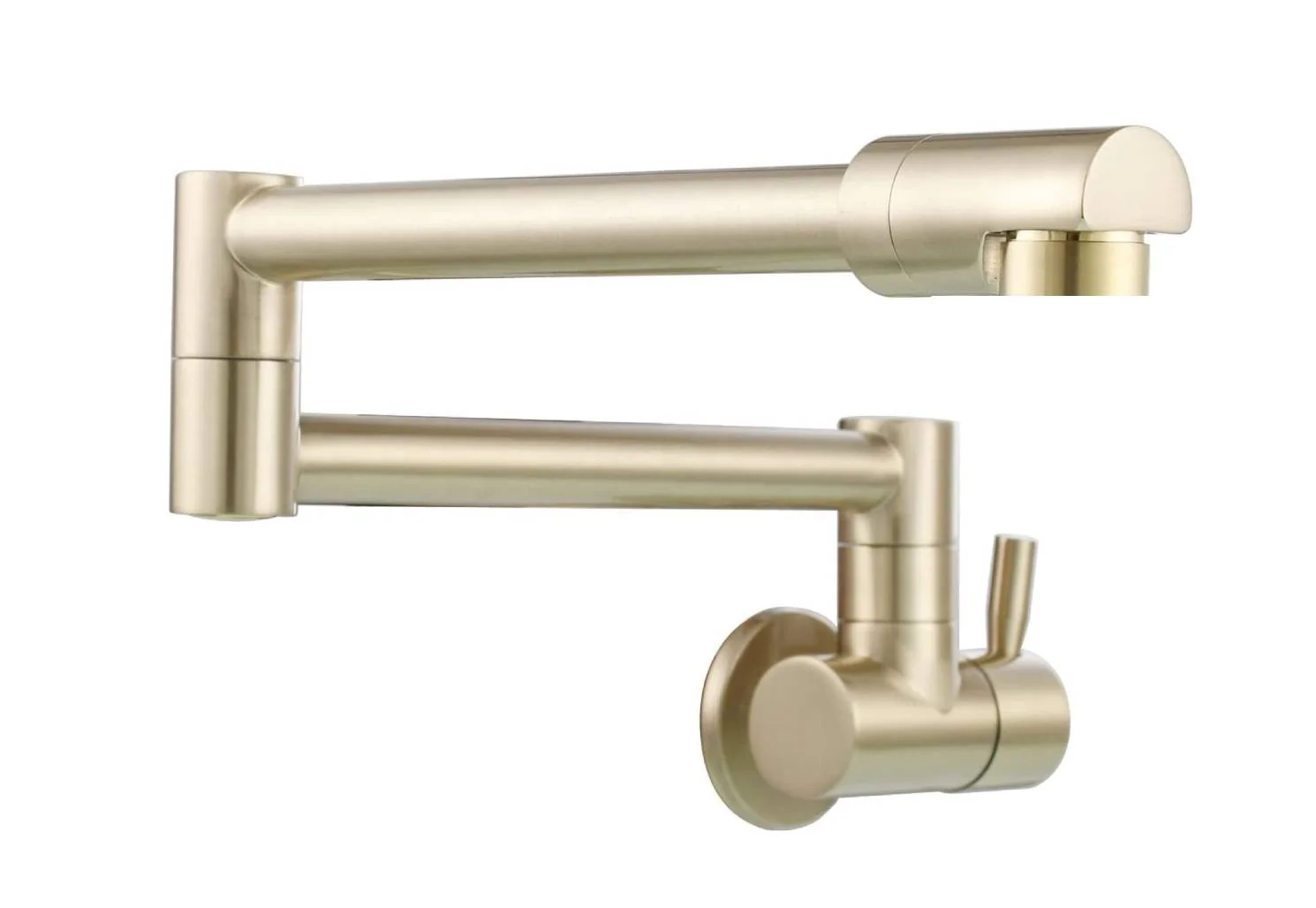 Brushed gold wall mount pot filler faucet solid brass folding kitchen faucet single hole two handls - Image 2
