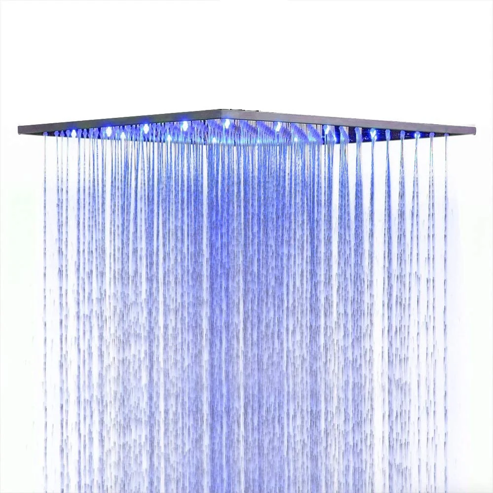 Brushed nickel 16inch rainfall shower head 3 way digital display thermostatic shower system with 4inch body jets and sliding bar - Image 3
