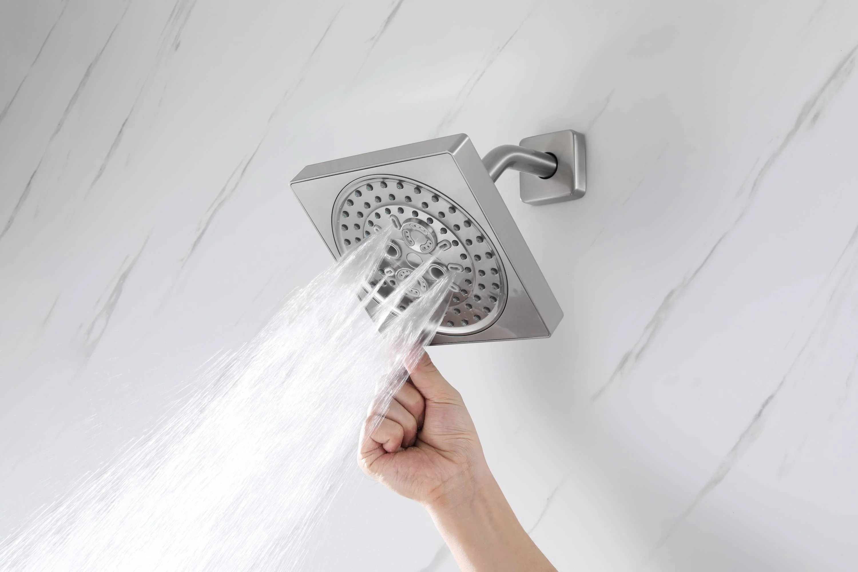 Brushed Nickel 6-Way Digital Thermostatic Shower Faucet: 20" Rainfall Head with LED Lights, Regular Head, 6 Body Jets - Image 14