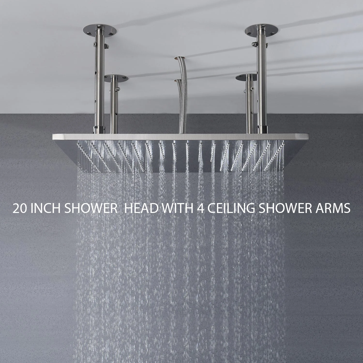 Brushed Nickel 6-Way Digital Thermostatic Shower Faucet: 20" Rainfall Head with LED Lights, Regular Head, 6 Body Jets - Image 20