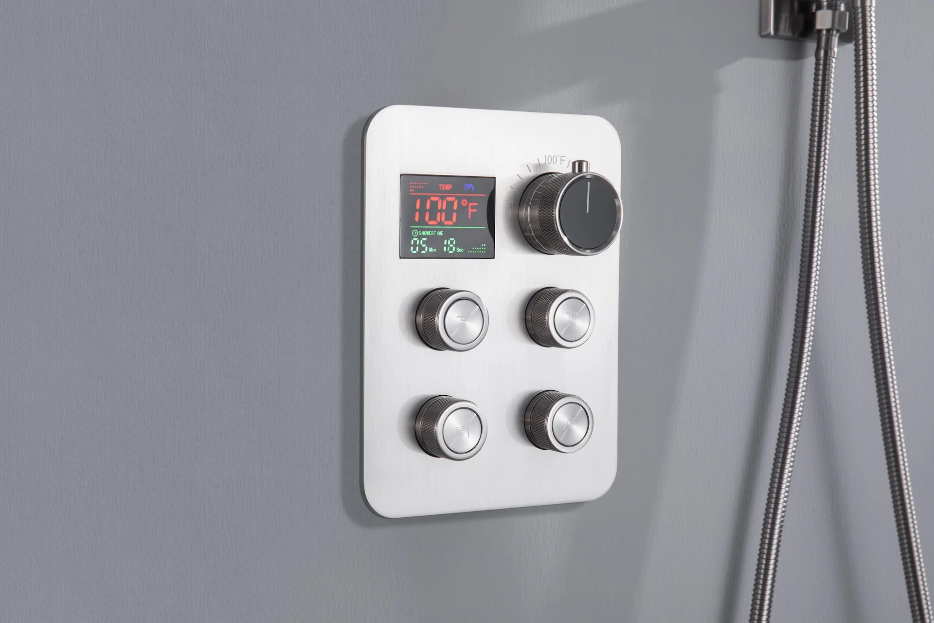 22'' Brushed Nickel Thermostatic Shower System: Waterfall, Rainfall, Body Jet Spray - Image 5
