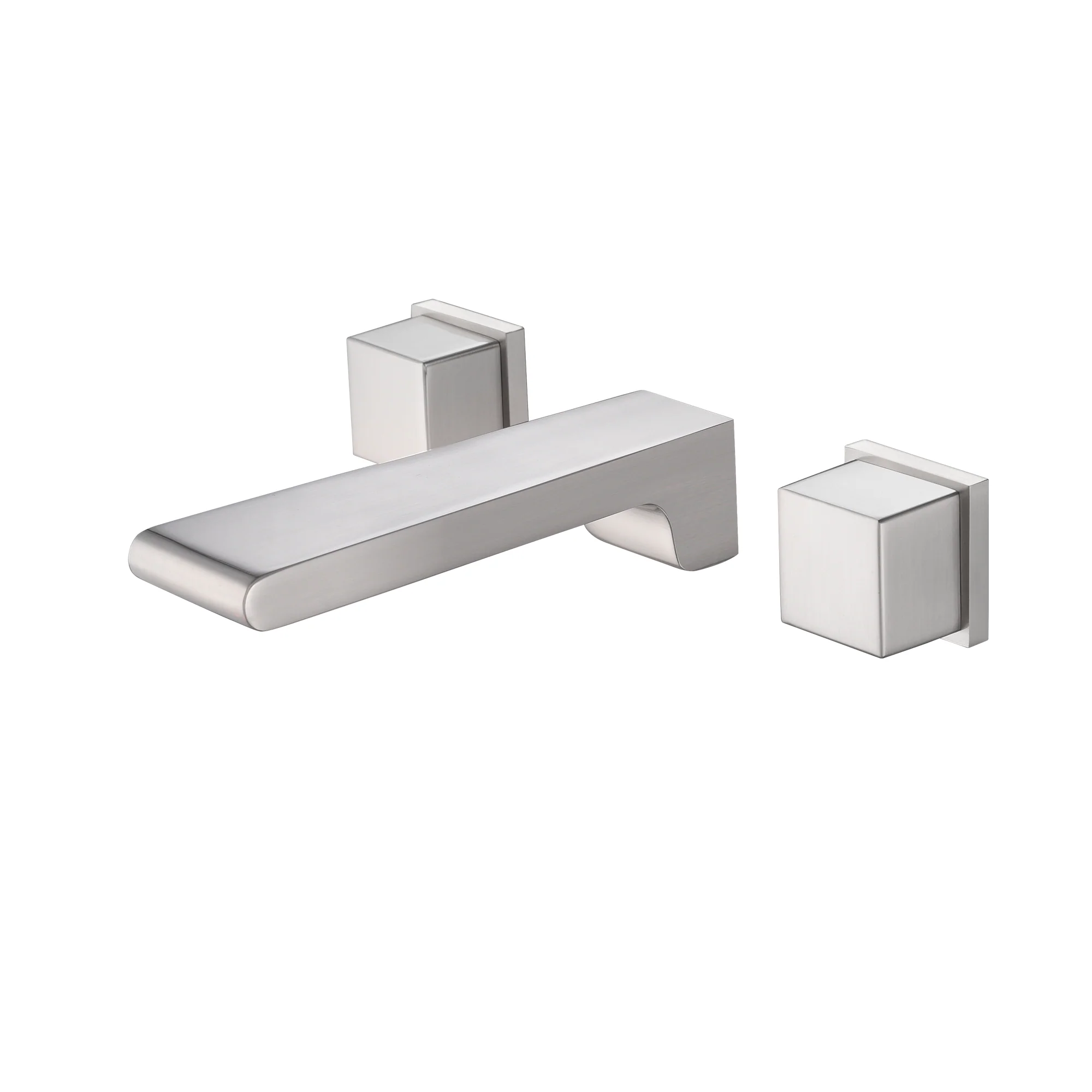 Brushed nickel waterfall wall mount bathroom sink faucet with overflow brass pop up drain - Image 4
