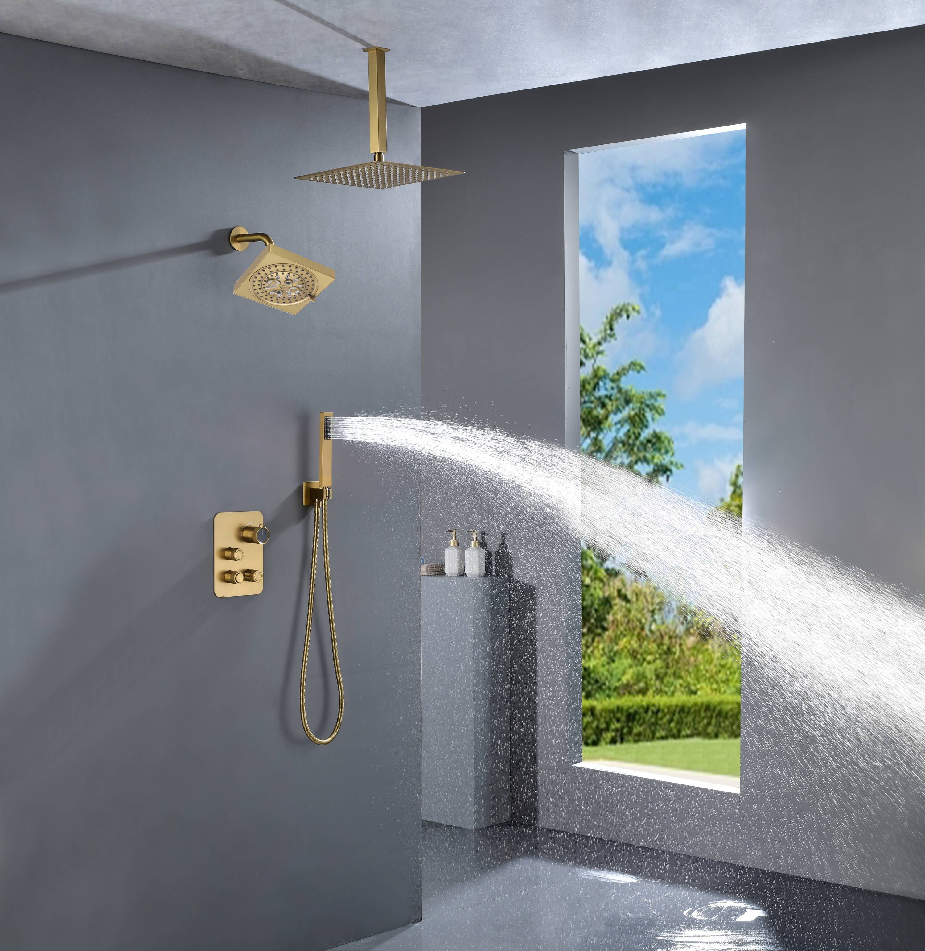12" or "16" Rainfall Head 3-Way Thermostatic Shower Faucet with Regular Head - Image 17
