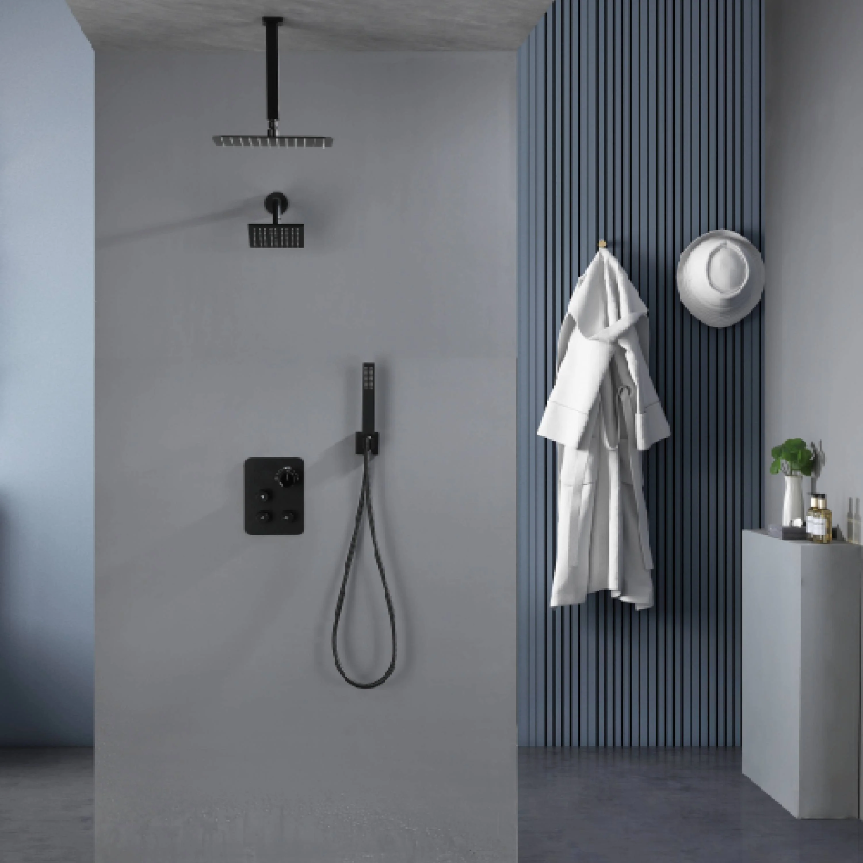 12" or "16" Rainfall Head 3-Way Thermostatic Shower Faucet with Regular Head - Image 3