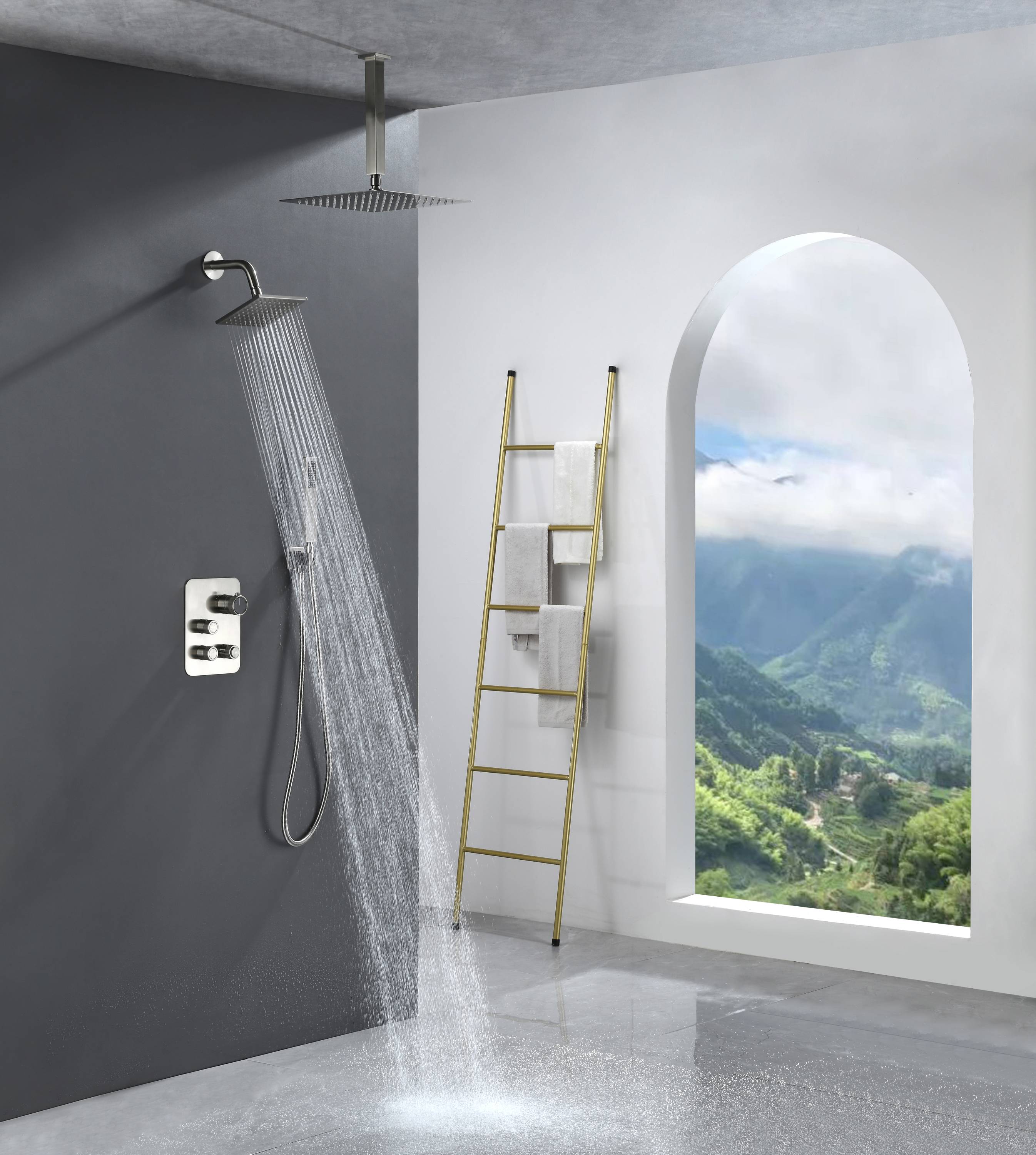 12" or "16" Rainfall Head 3-Way Thermostatic Shower Faucet with Regular Head - Image 34