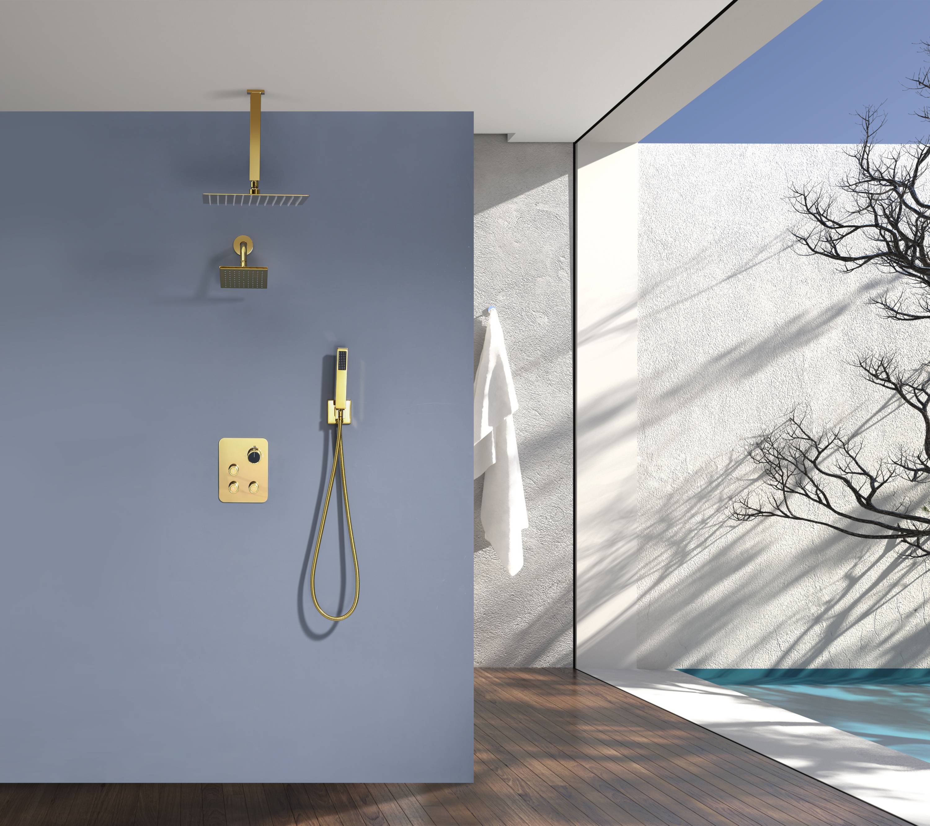 12" or "16" Rainfall Head 3-Way Thermostatic Shower Faucet with Regular Head - Image 48