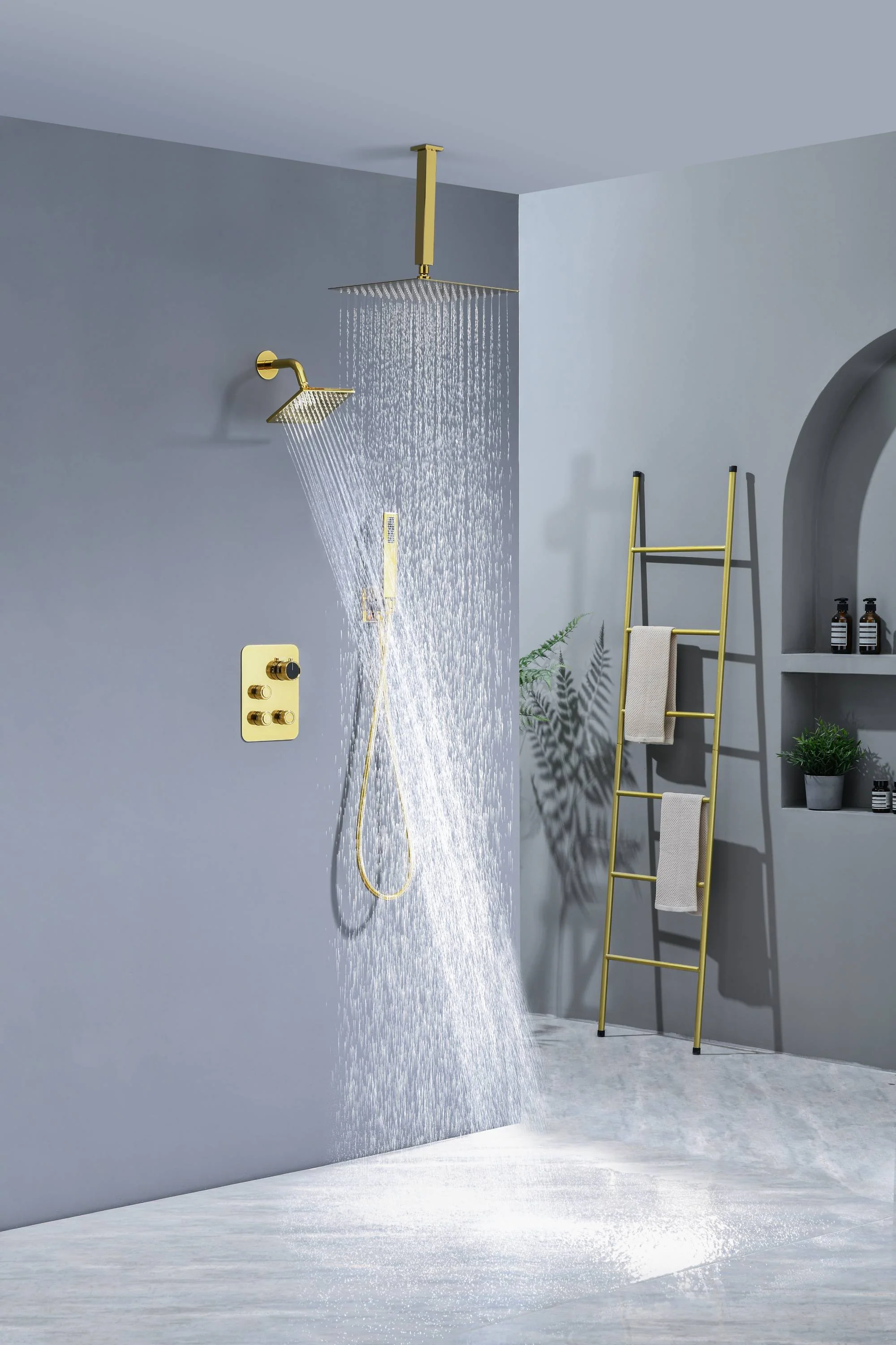 12" or "16" Rainfall Head 3-Way Thermostatic Shower Faucet with Regular Head - Image 49
