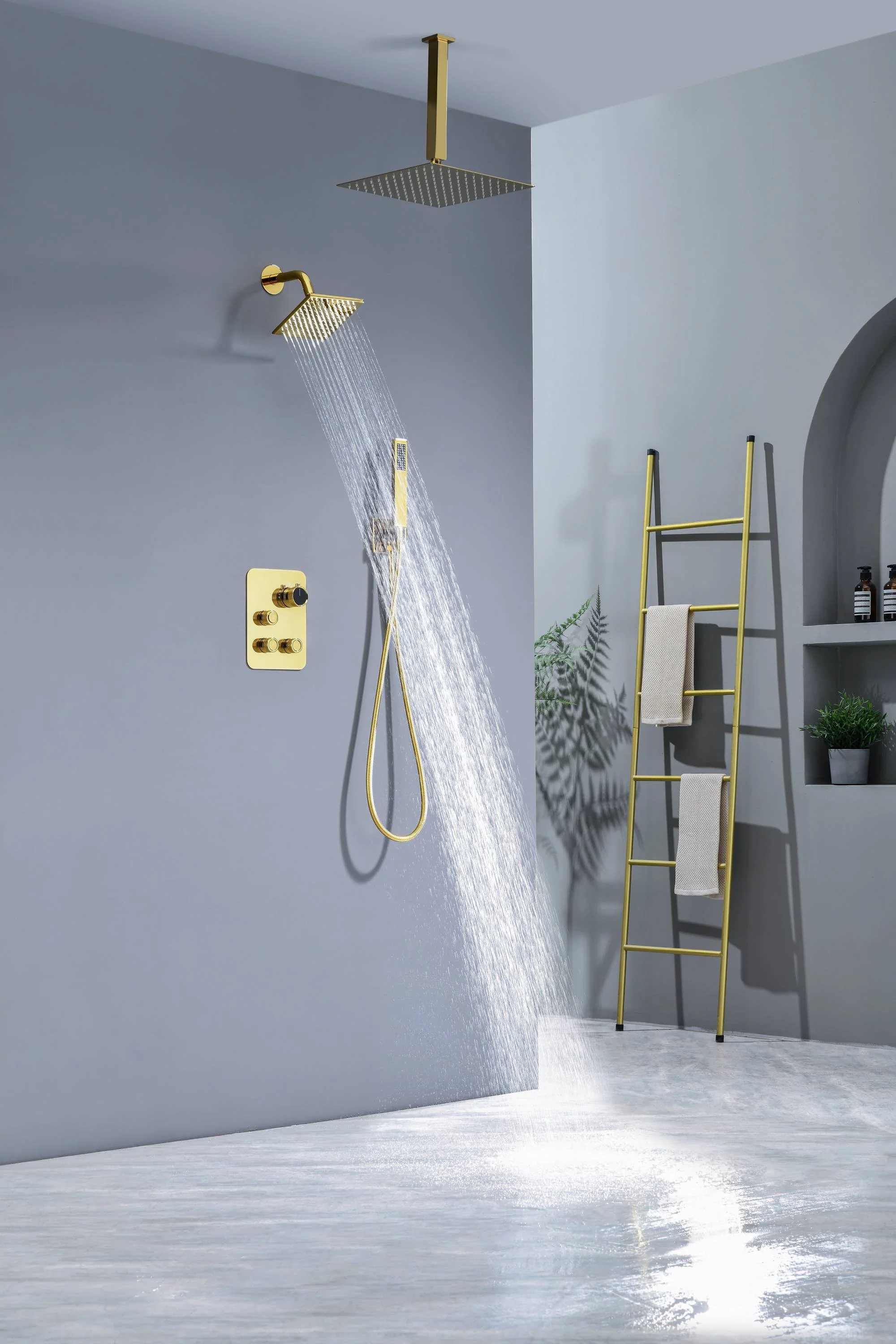 12" or "16" Rainfall Head 3-Way Thermostatic Shower Faucet with Regular Head - Image 50