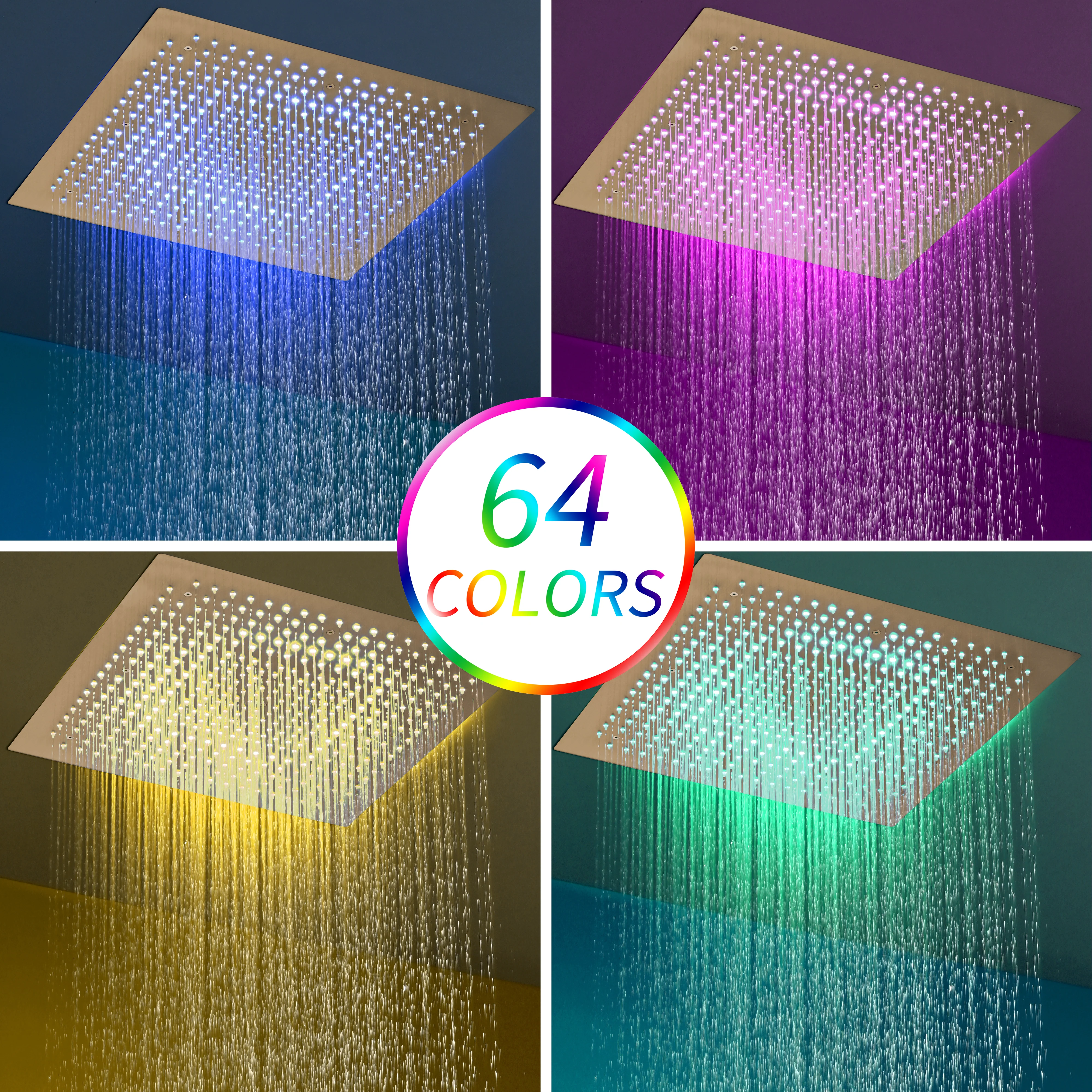 Champagne Bronze 6" Wall Mount High Pressure Shower Head with 20" Flush Mount LED Rainfall Head: 3-Way Thermostatic System - Image 6