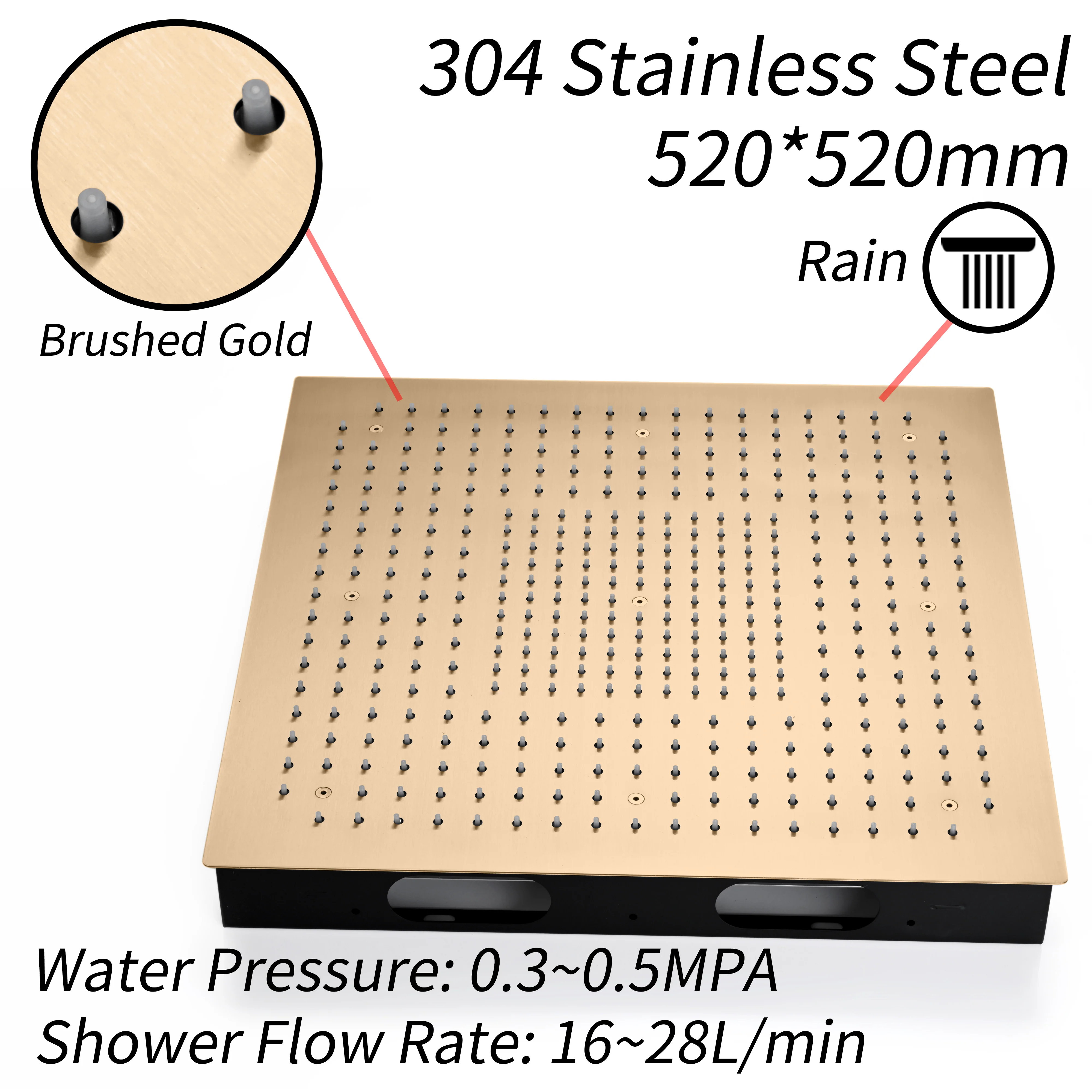 Champagne Bronze 6" Wall Mount High Pressure Shower Head with 20" Flush Mount LED Rainfall Head: 3-Way Thermostatic System - Image 7
