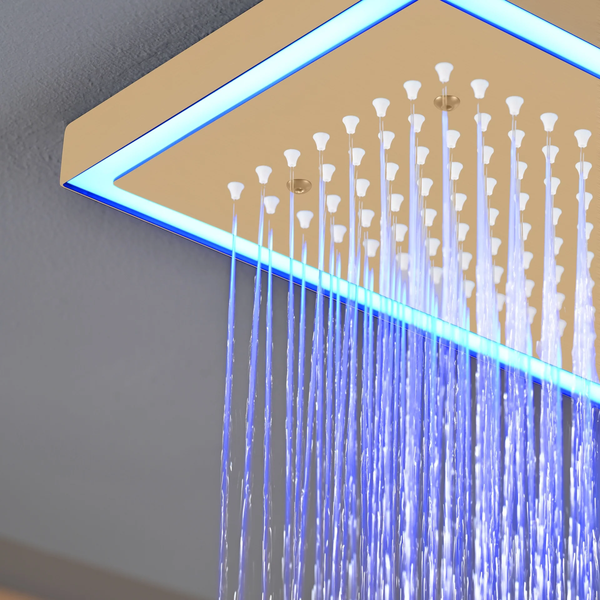 Champagne Bronze Flush Mount 32 x 8 inch Rainfall 64 LED Light Shower Head with 6-Way Thermostatic Faucet and High-Pressure Dual Regular Heads - Image 6