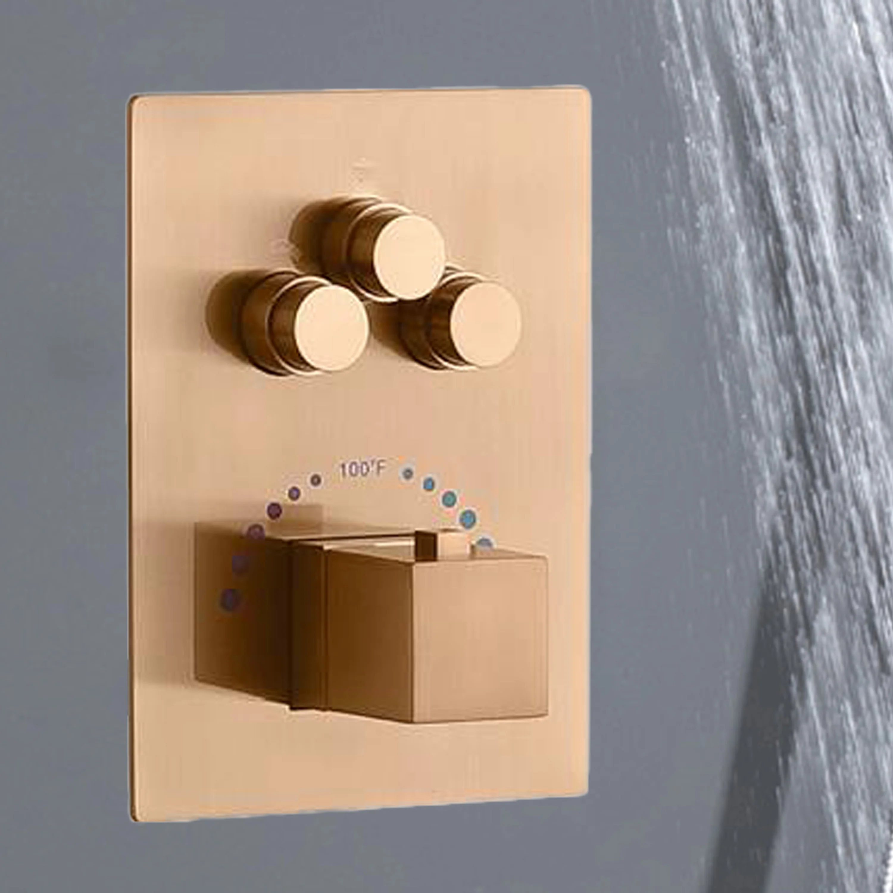 Chrome or rose gold or brushed nickel 3-Way Thermostatic valve with trim and each function work at the same time and seperately - Image 6
