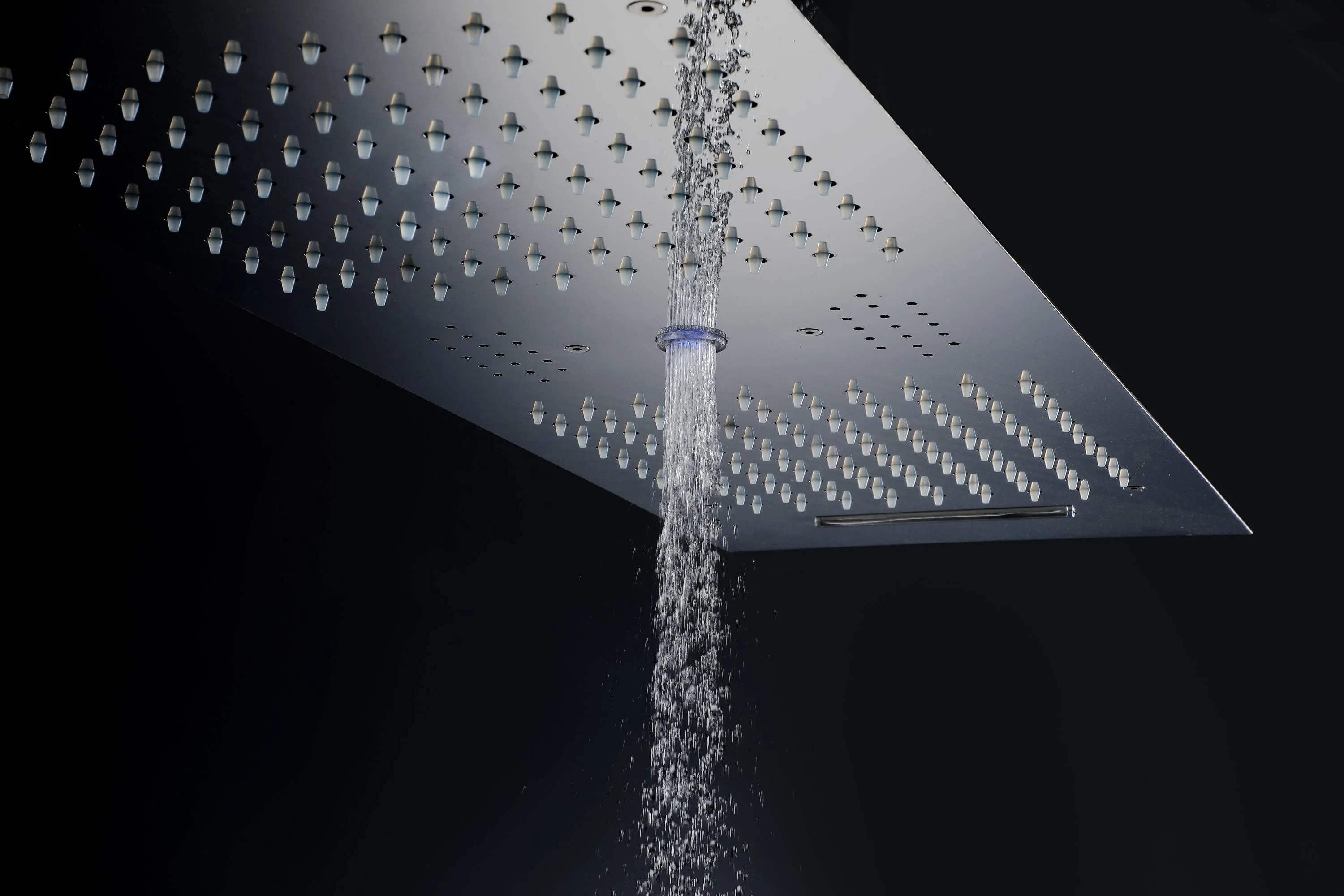 Chrome 35" Bluetooth Music LED Shower System with Waterfall, 6-Way Touch Digital Thermostatic Valve, 3 Body Jets, Regular Head - Image 8