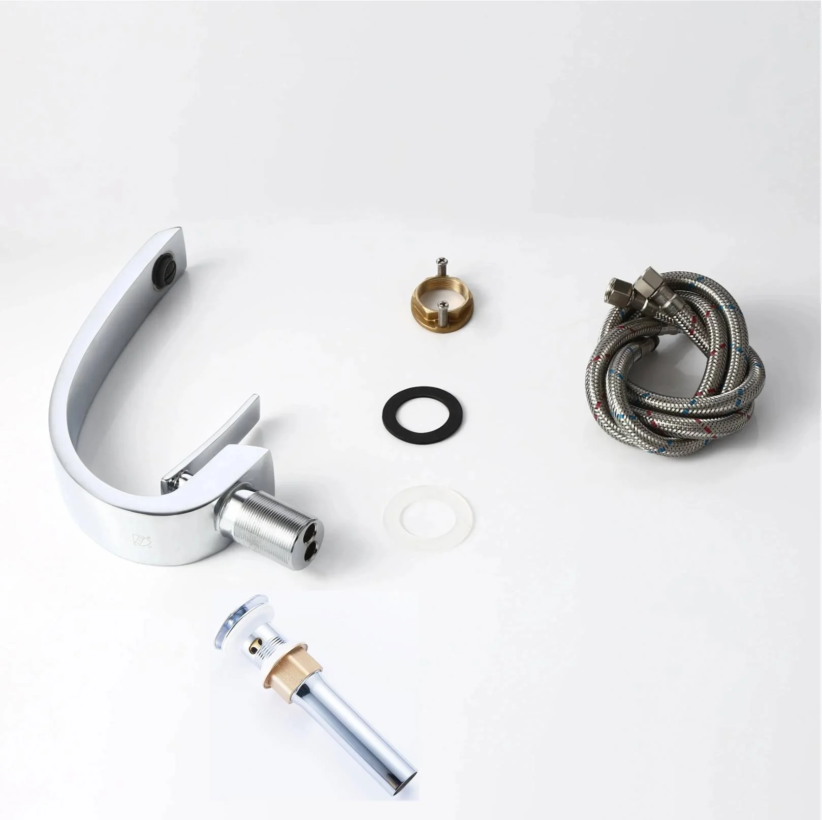 Chrome Bathroom Sink Faucet Single Handle Single Hole Lavatory Faucet with overflow pop up drain - Image 5