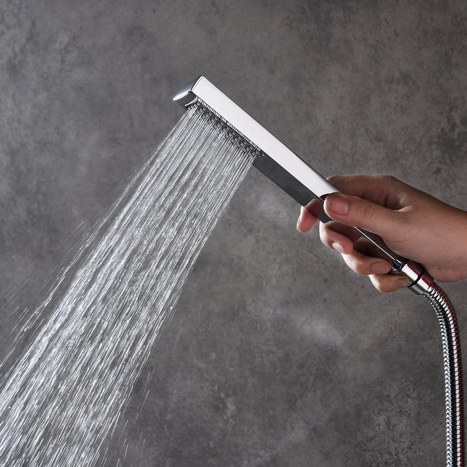 Chrome High Water Pressure 6'' Regular head Wall Mounted 3-Way thermostatic Shower Faucet System With tub Spout - Image 9