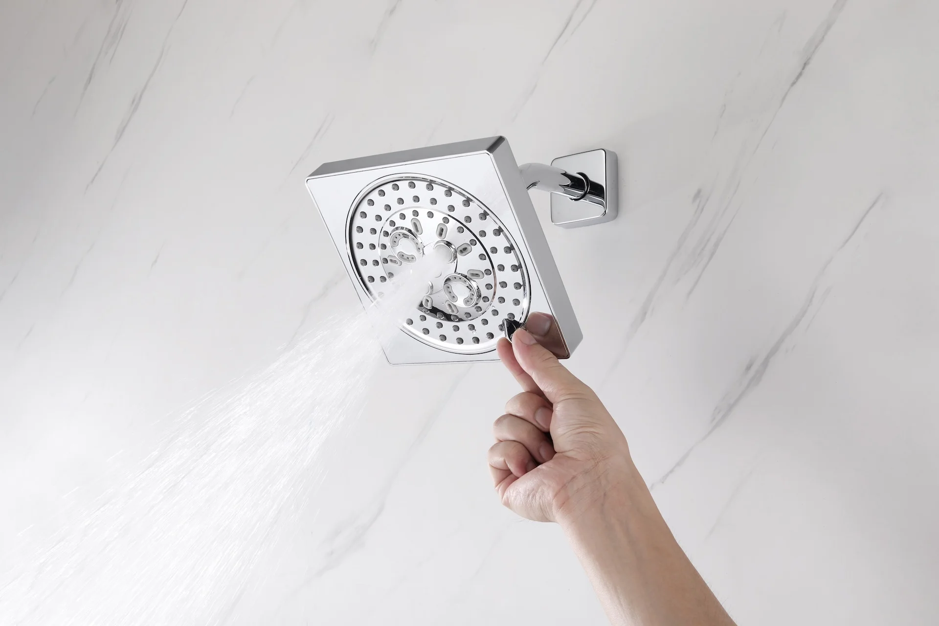 Chrome 4-Way Thermostatic Shower Faucet with 6'' Regular Head, 12'' or 16'' Rainfall Head, Body Jets, Optional LED Light - Image 6