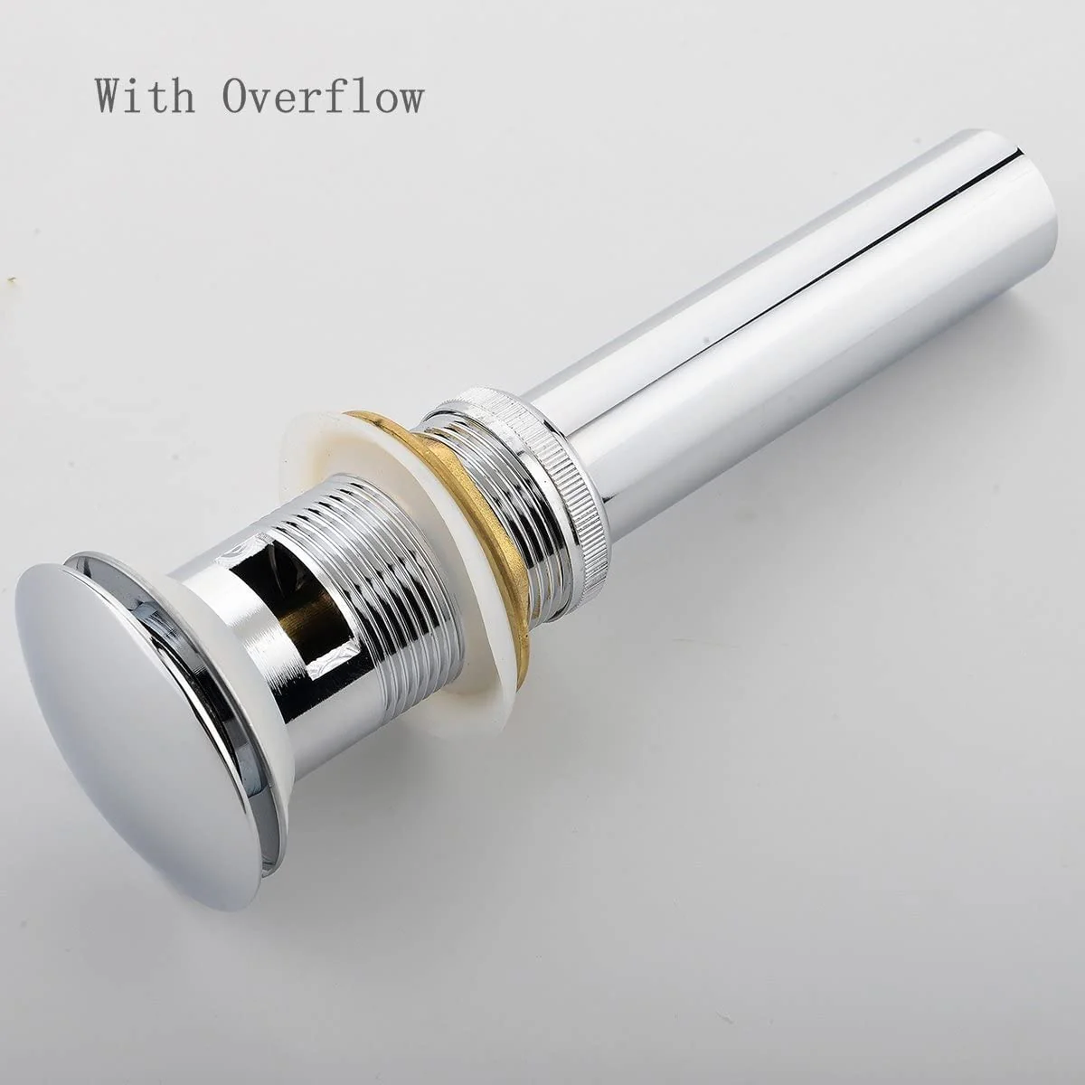 Chrome single handle bathroom basin faucet with pop up overflow brass drain - Image 5